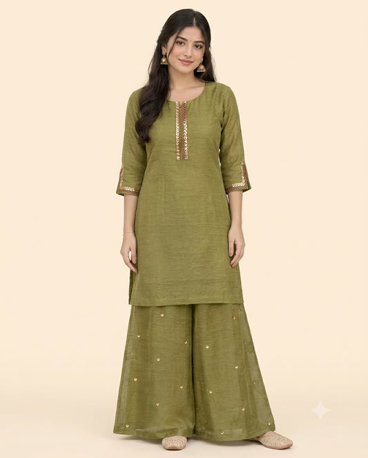 Hand Embroidered Rich Salsa Co-Ord Set with Plazzos - Festive & Party Wear - Kalanandi the art of timeless fashion - Co-Ord Set