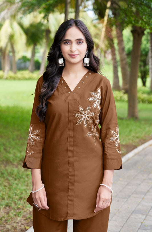 Trendy Embroidered Co - Ord Set for Women in Heavy Rayon - Kalanandi the art of timeless fashion - Co - Ord Set