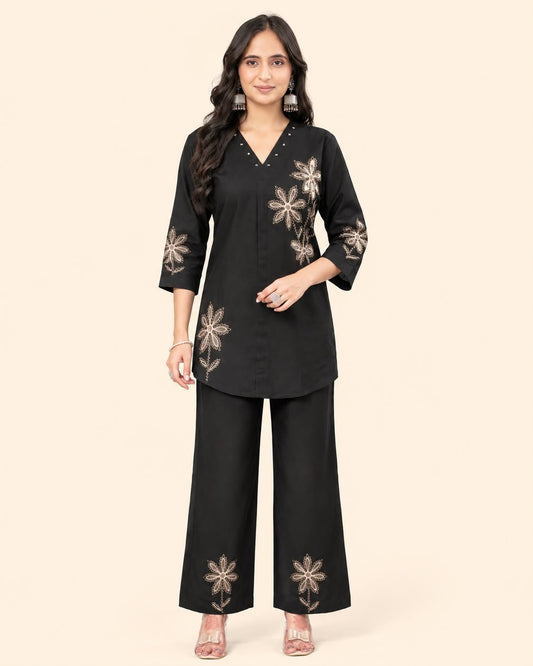 Trendy Embroidered Co-Ord Set for Women in Heavy Rayon - Kalanandi the art of timeless fashion - Co-Ord Set