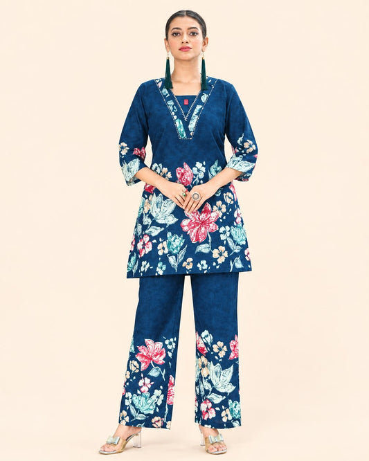 Women's Floral Printed Co-Ord Set for Casual & Festive Wear - Kalanandi the art of timeless fashion - Co-Ord Set