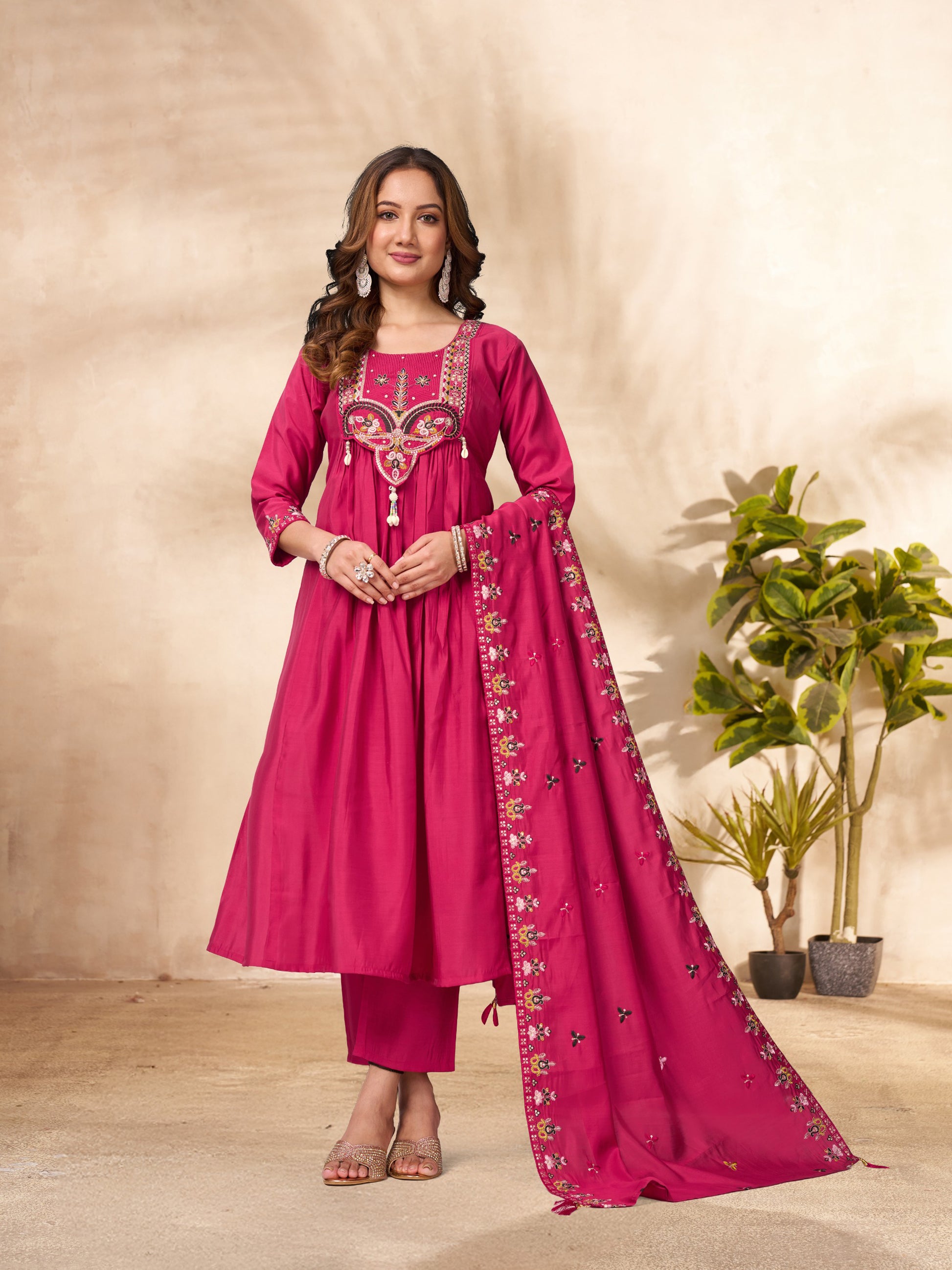 Designer Embroidered Roman Silk Anarkali Suit Perfect for Weddings & Kalanandi the art of timeless fashion Designer Embroidered Roman Silk Anarkali Suit Perfect for Weddings & Kalanandi the art of timeless fashion