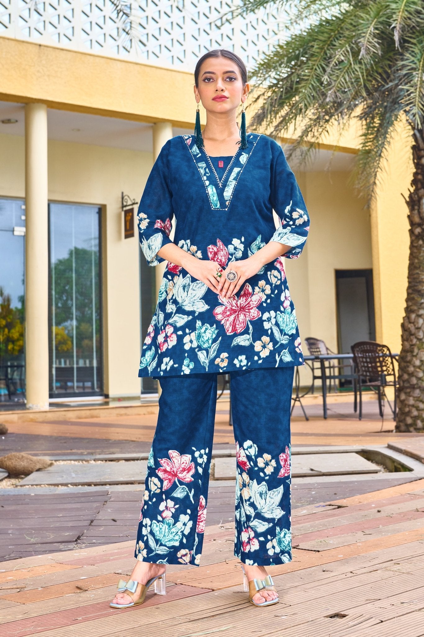 Bloom – Printed Cotton Festive Co - ord Set - Kalanandi the art of timeless fashion - DIVA - 128