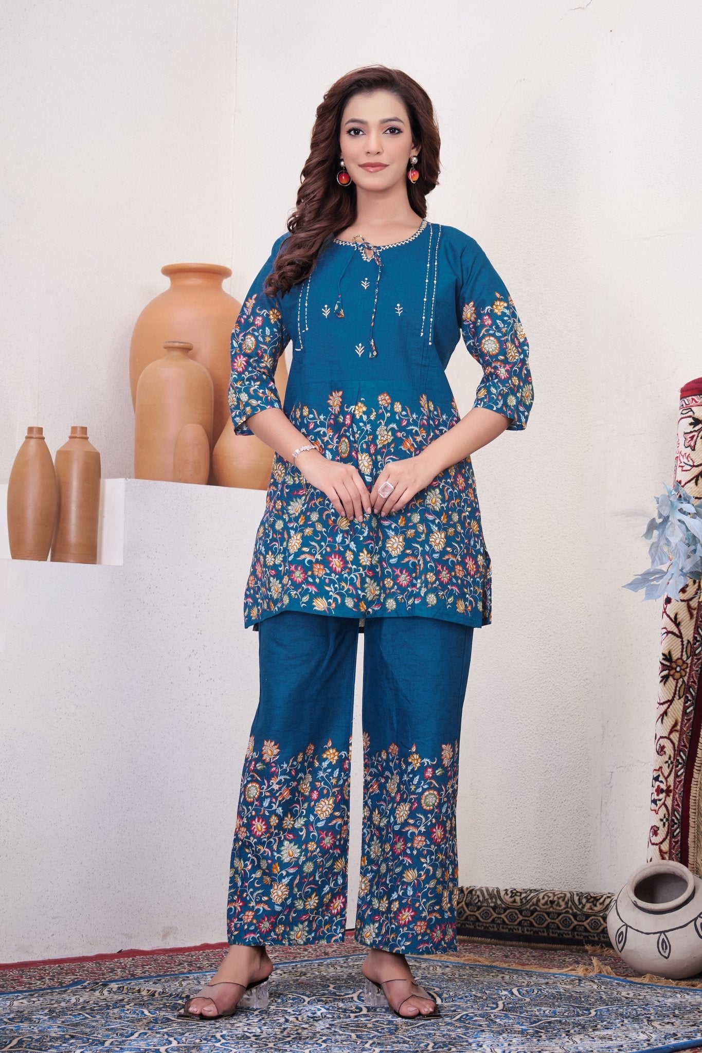 Designer Floral Print Co - Ord Set for Women - Kalanandi the art of timeless fashion - Co - Ord Set