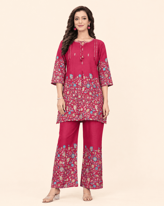 Designer Floral Print Co-Ord Set for Women - Kalanandi the art of timeless fashion - Co-Ord Set