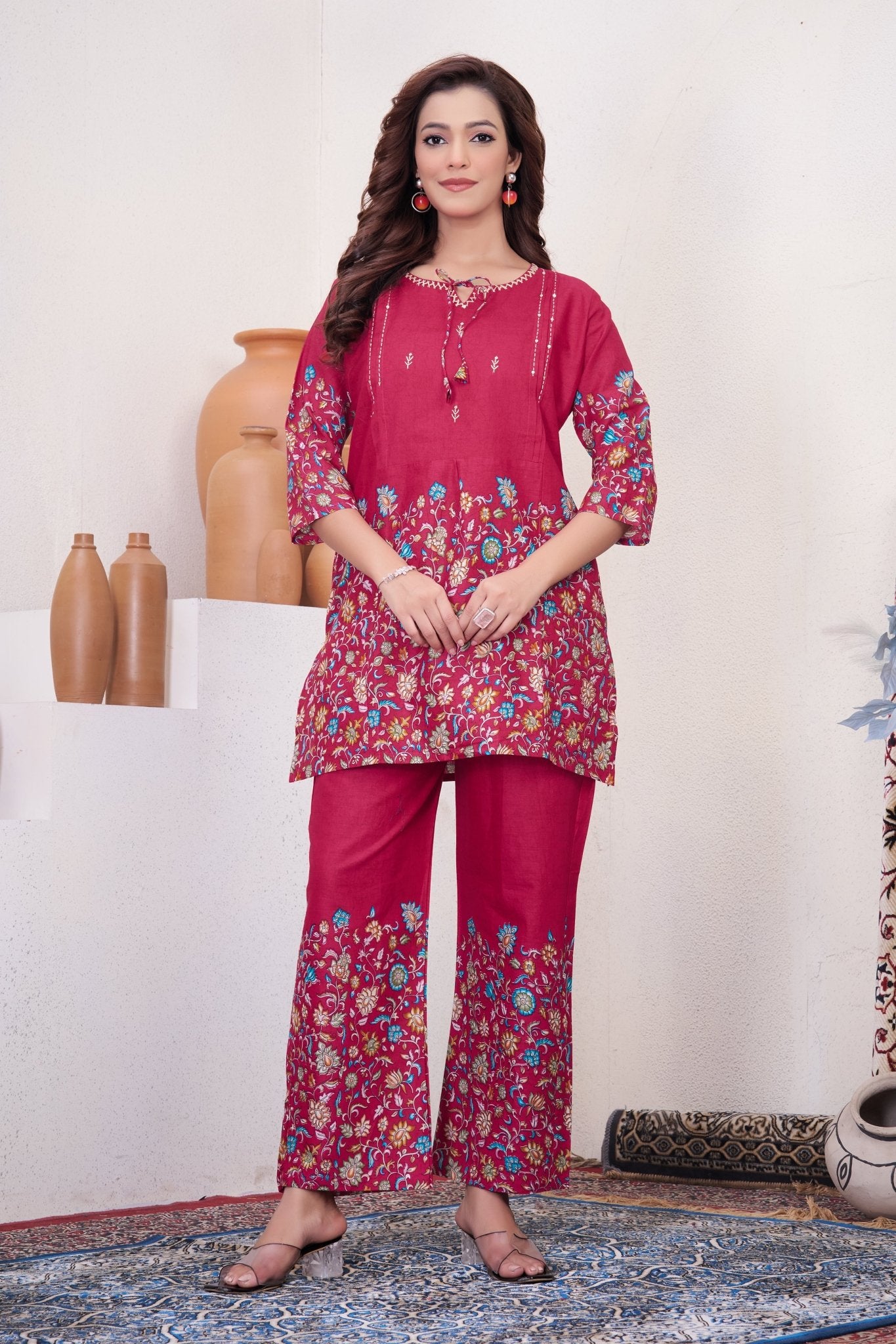 Designer Floral Print Co - Ord Set for Women - Kalanandi the art of timeless fashion - Co - Ord Set