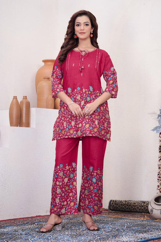 Designer Floral Print Co - Ord Set for Women - Kalanandi the art of timeless fashion - Co - Ord Set