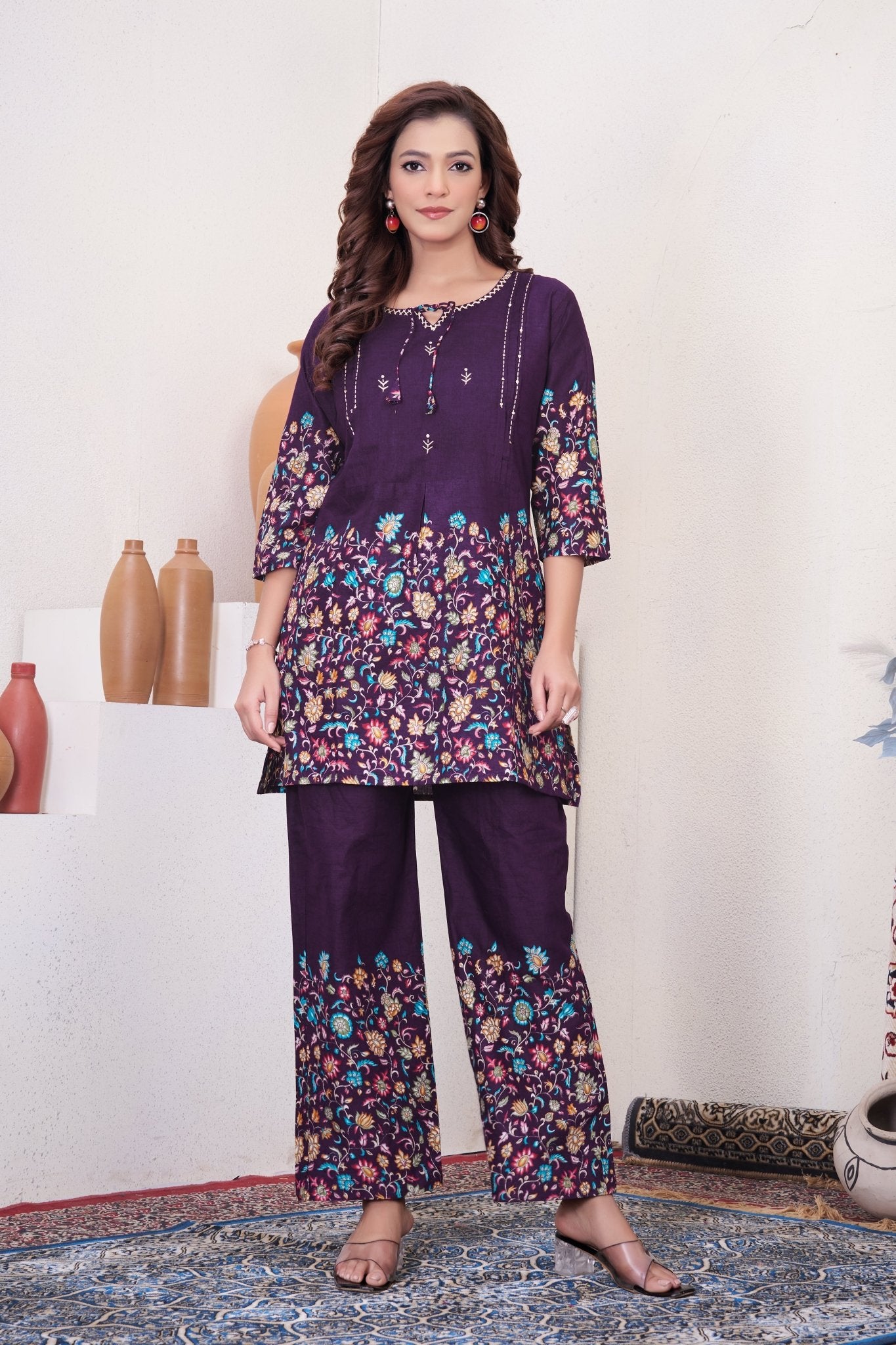 Designer Floral Print Co - Ord Set for Women - Kalanandi the art of timeless fashion - Co - Ord Set