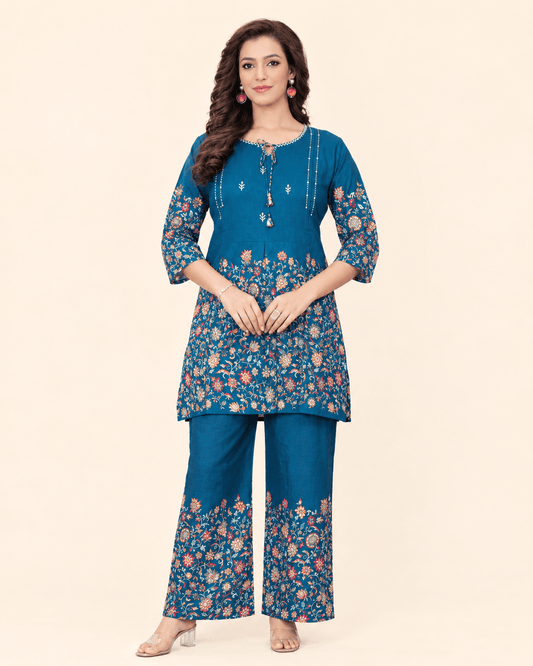 Designer Floral Print Co-Ord Set for Women - Kalanandi the art of timeless fashion - Co-Ord Set