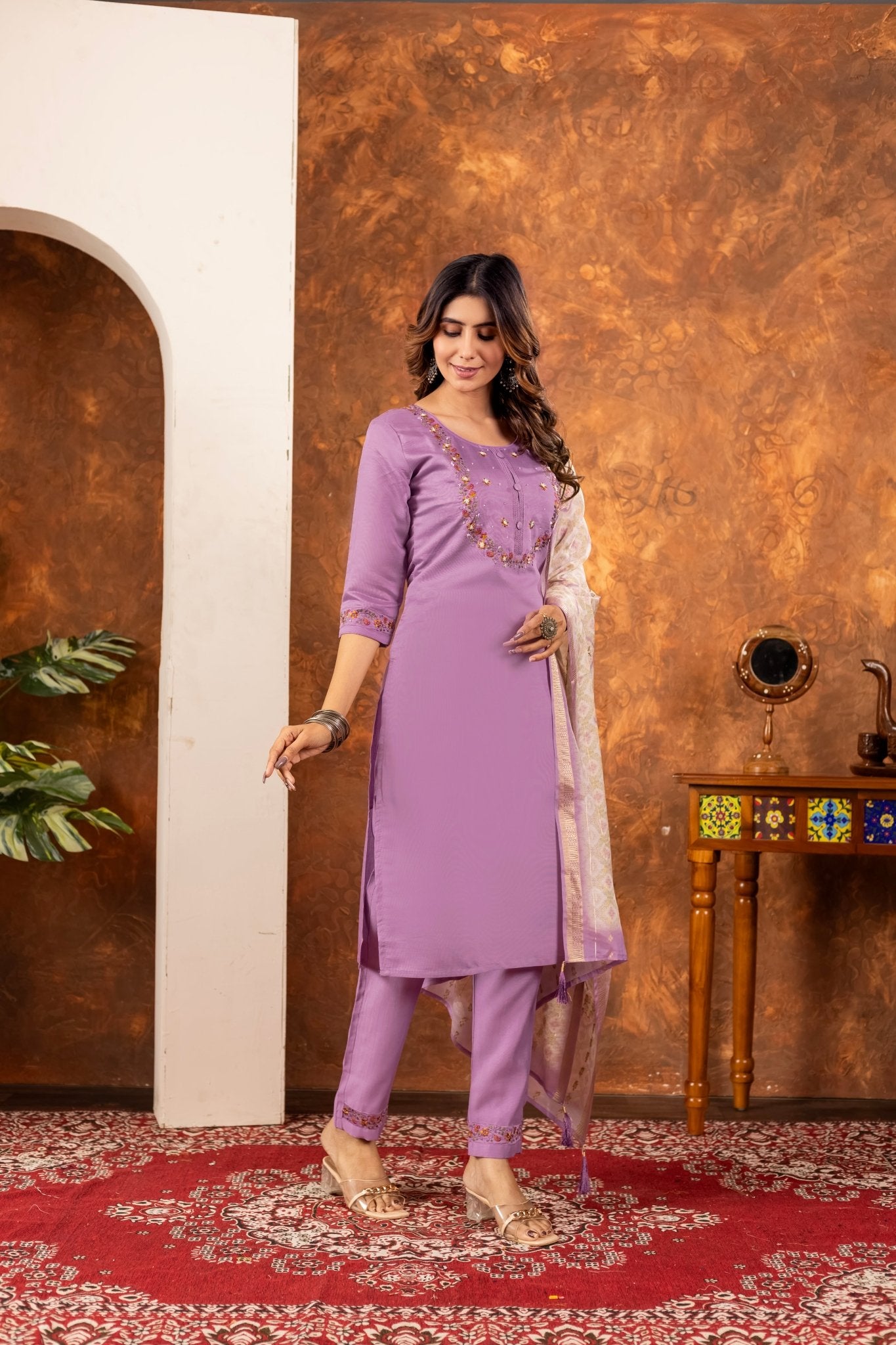 Elegant Straight Kurti Pant Dupatta Set - Kalanandi the art of timeless fashion - DIVA - 101