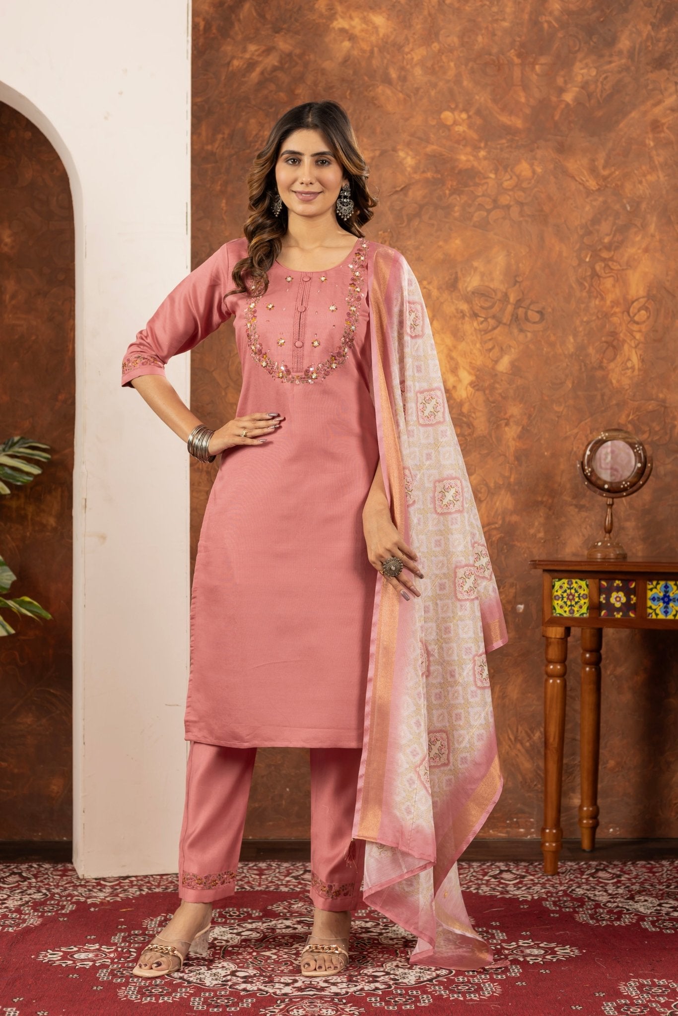 Elegant Straight Kurti Pant Dupatta Set - Kalanandi the art of timeless fashion - DIVA - 101