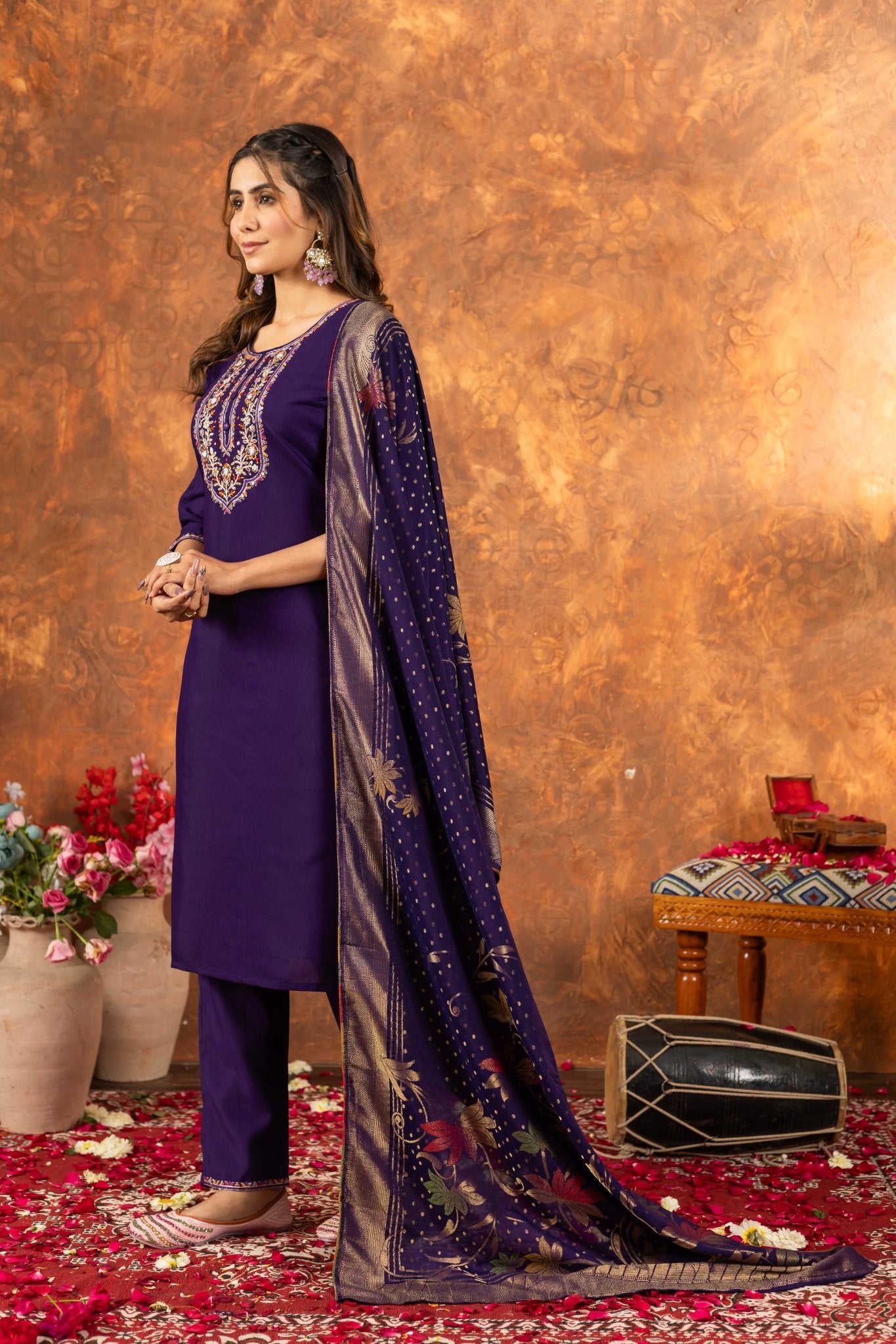 Elegant Straight Kurti Pant Dupatta Set - Kalanandi the art of timeless fashion - DIVA - 103