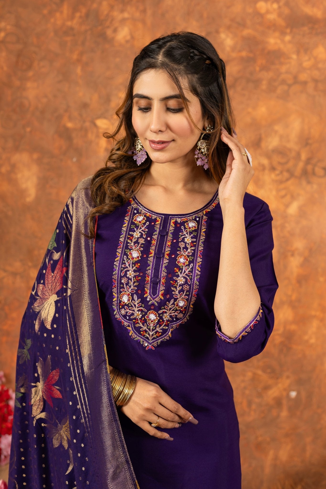 Elegant Straight Kurti Pant Dupatta Set - Kalanandi the art of timeless fashion - DIVA - 103