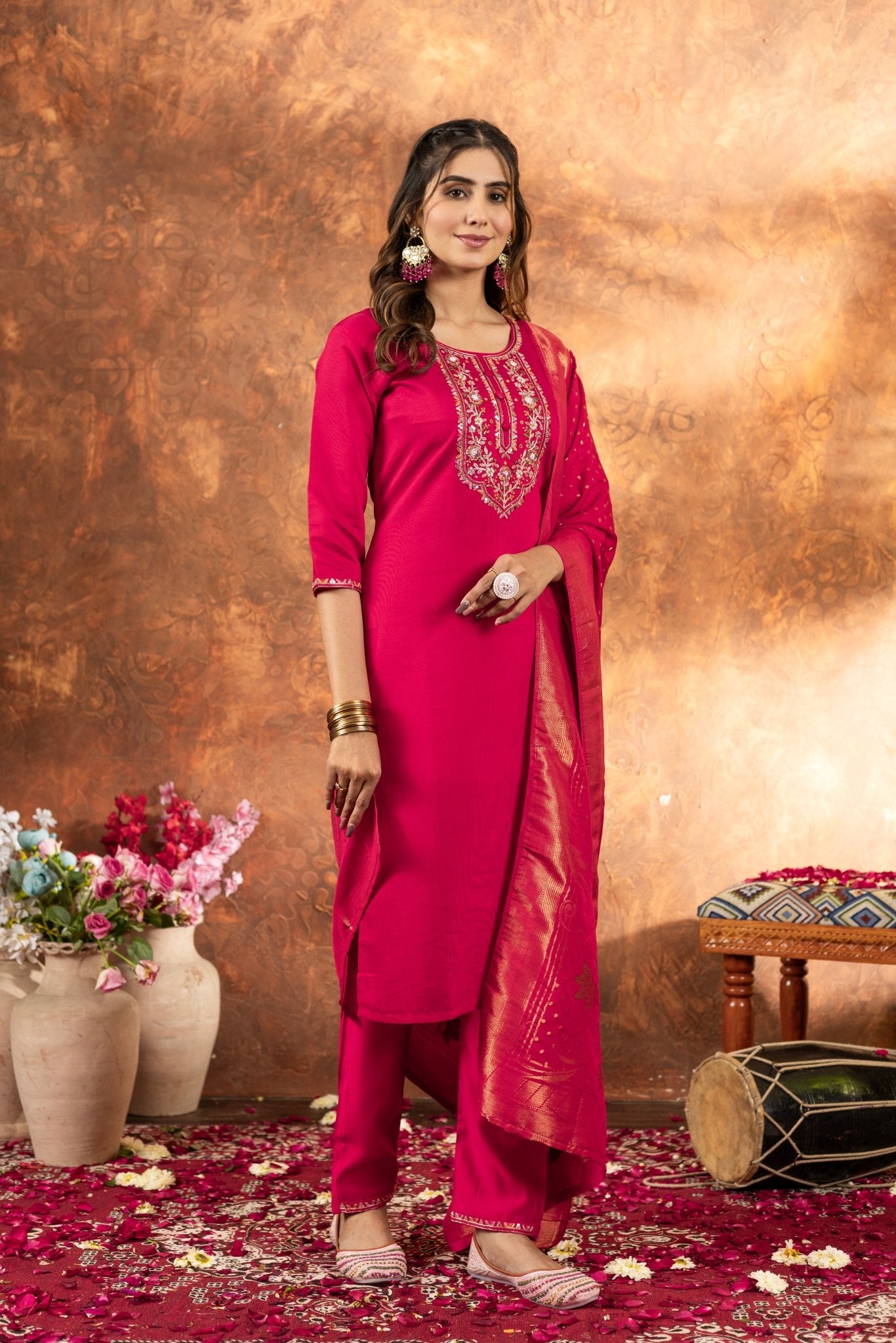 Elegant Straight Kurti Pant Dupatta Set - Kalanandi the art of timeless fashion - DIVA - 103