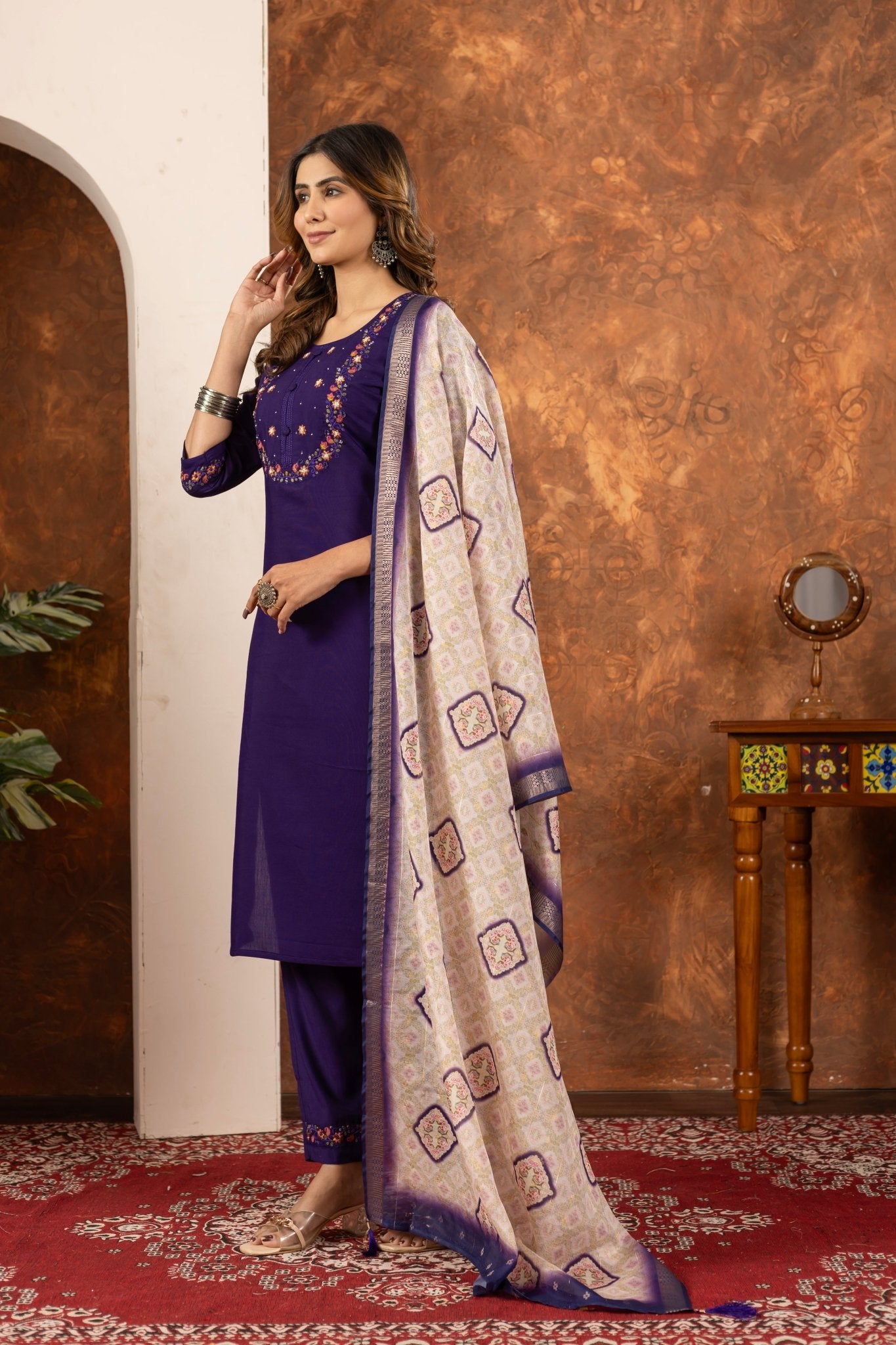 Elegant Straight Kurti Pant Dupatta Set - Kalanandi the art of timeless fashion - DIVA - 101