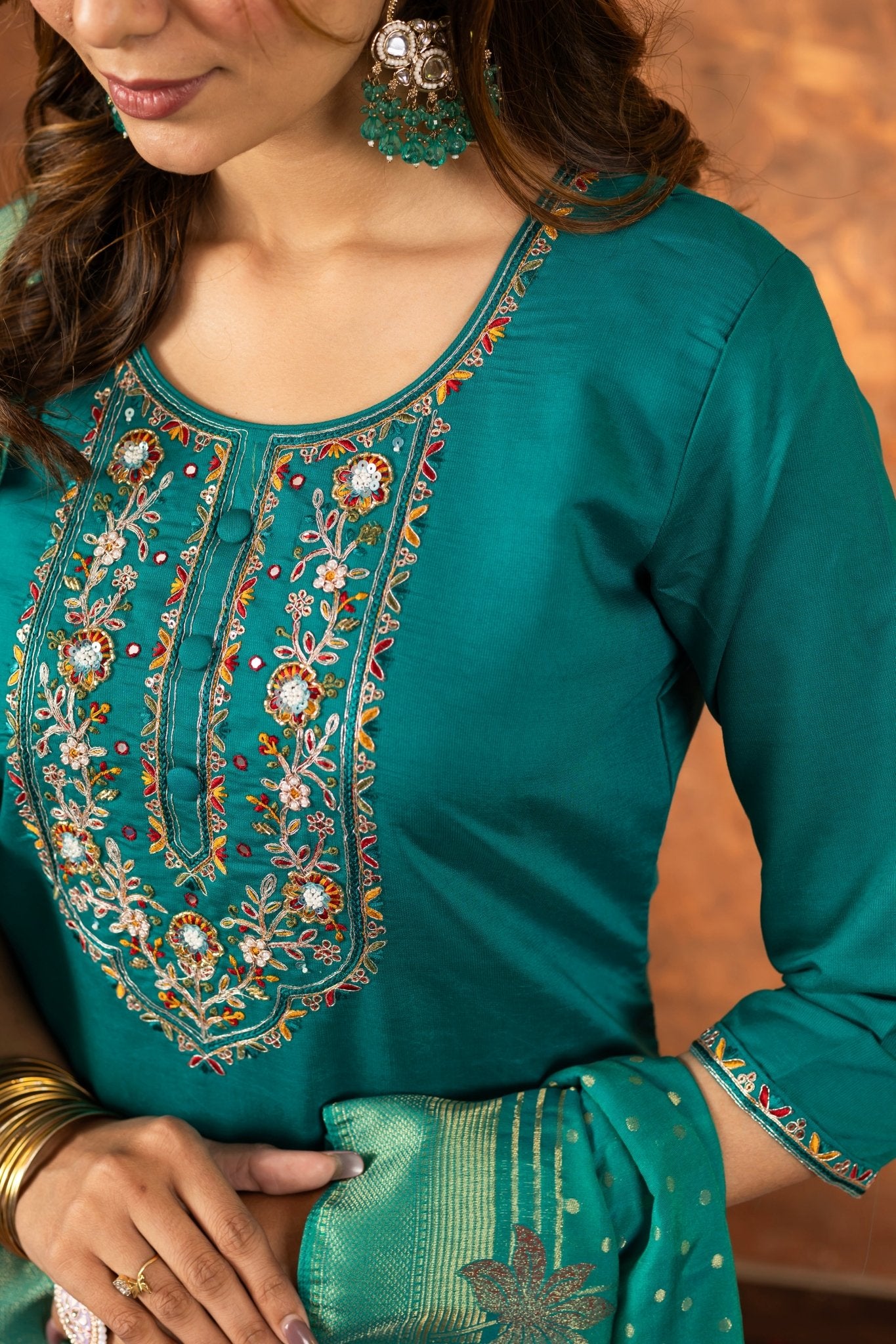 Elegant Straight Kurti Pant Dupatta Set - Kalanandi the art of timeless fashion - DIVA - 103