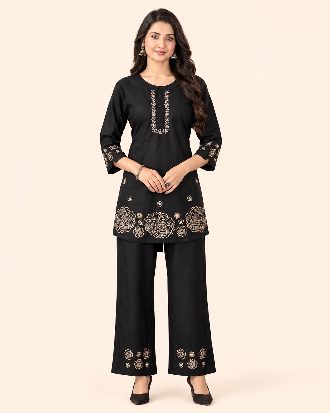 Floral Threadwork Embroidered Co-Ord Sets for Women - Kalanandi the art of timeless fashion - Co-Ord Set