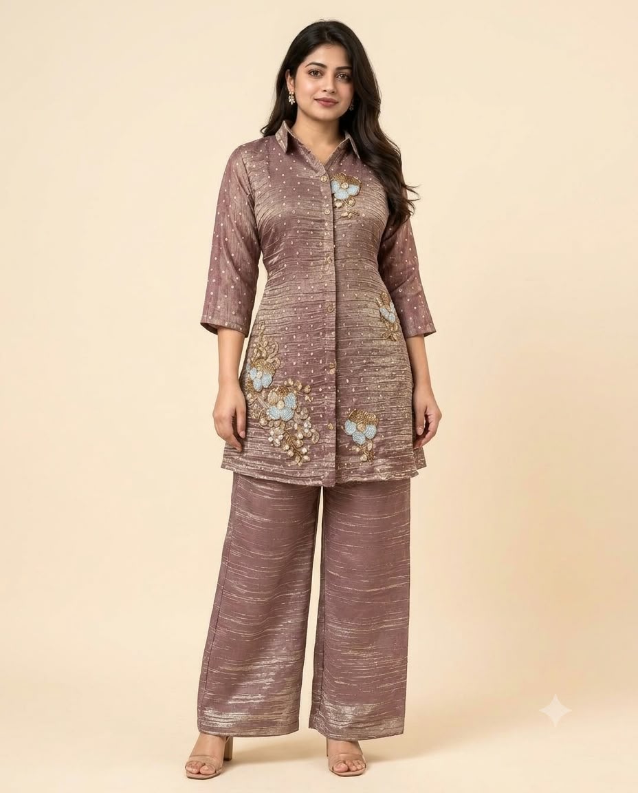 Heavy Beads Work Salsa Butti Co-Ord Set for Women - Festive & Wedding Occasion Wear - Kalanandi the art of timeless fashion - Co-Ord Set