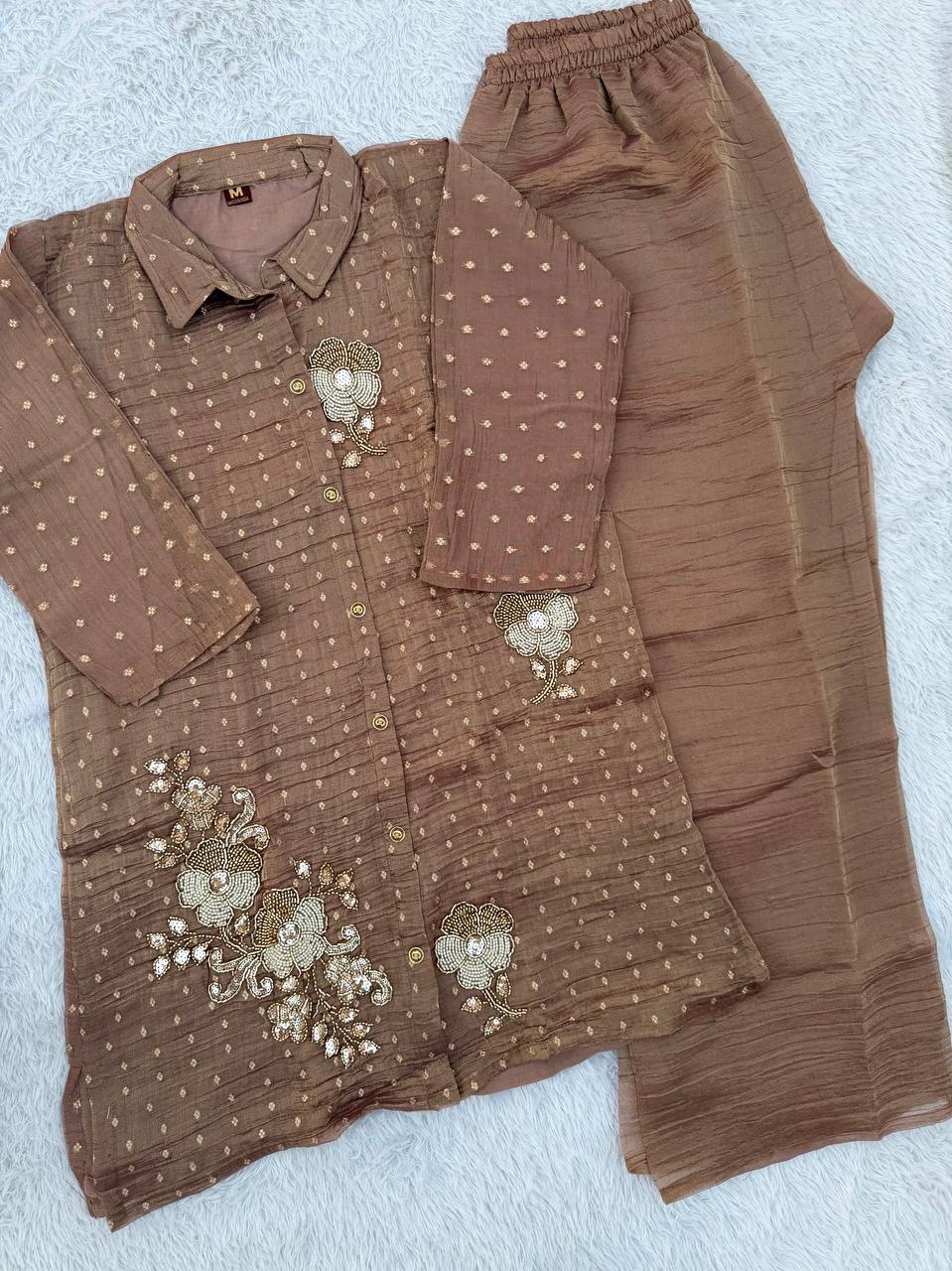 Heavy Beads Work Salsa Butti Co-Ord Set for Women - Festive & Wedding Occasion Wear - Kalanandi the art of timeless fashion - Co-Ord Set