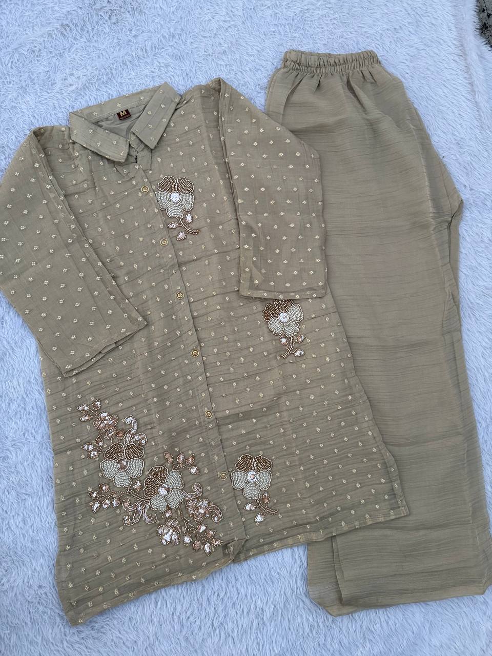 Heavy Beads Work Salsa Butti Co-Ord Set for Women - Festive & Wedding Occasion Wear - Kalanandi the art of timeless fashion - Co-Ord Set