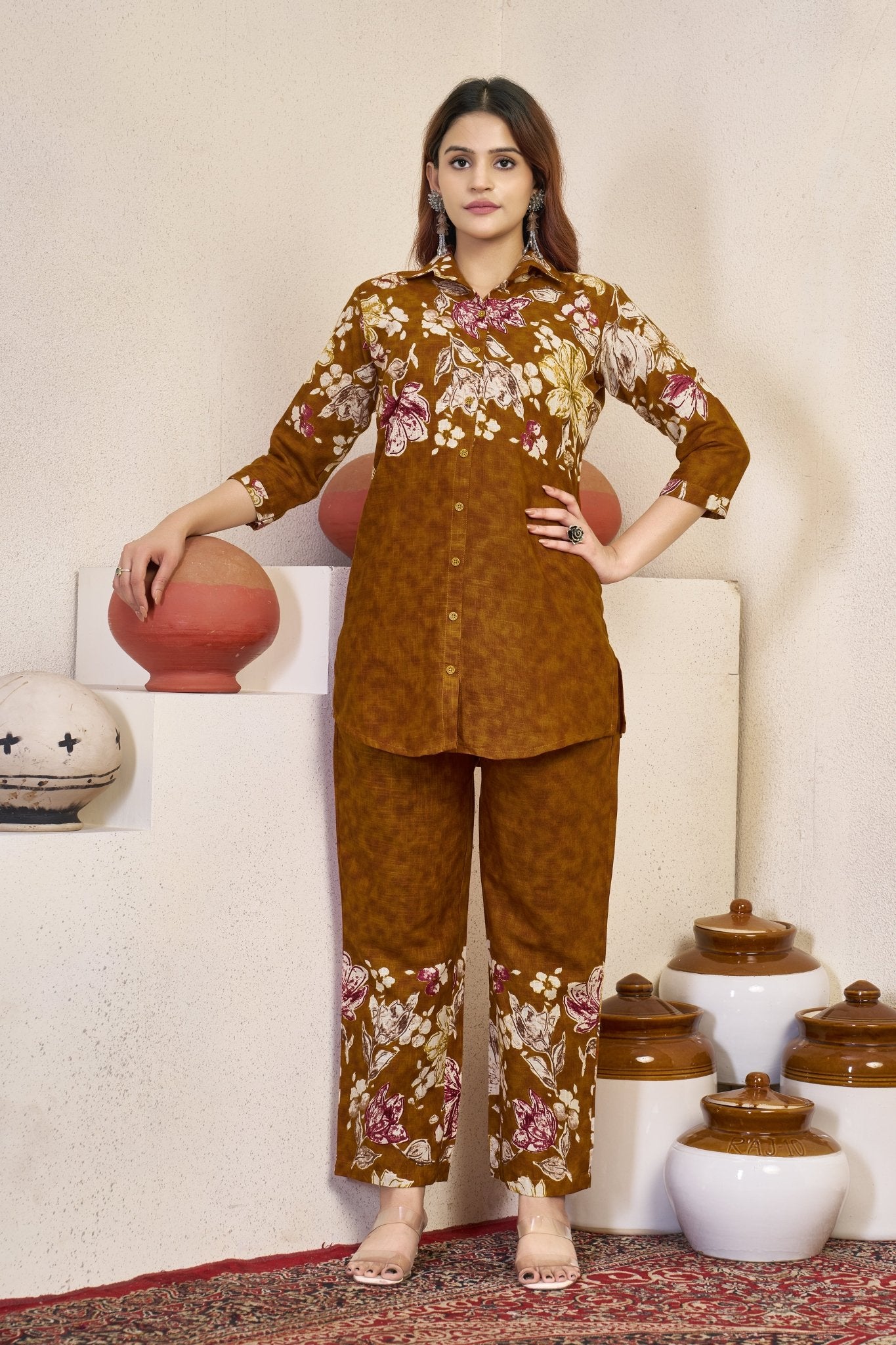 Premium Cotton Printed Co - ord Set for Women | Stylish A - Line Top & Matching Pants - Kalanandi the art of timeless fashion - Co - Ord Set