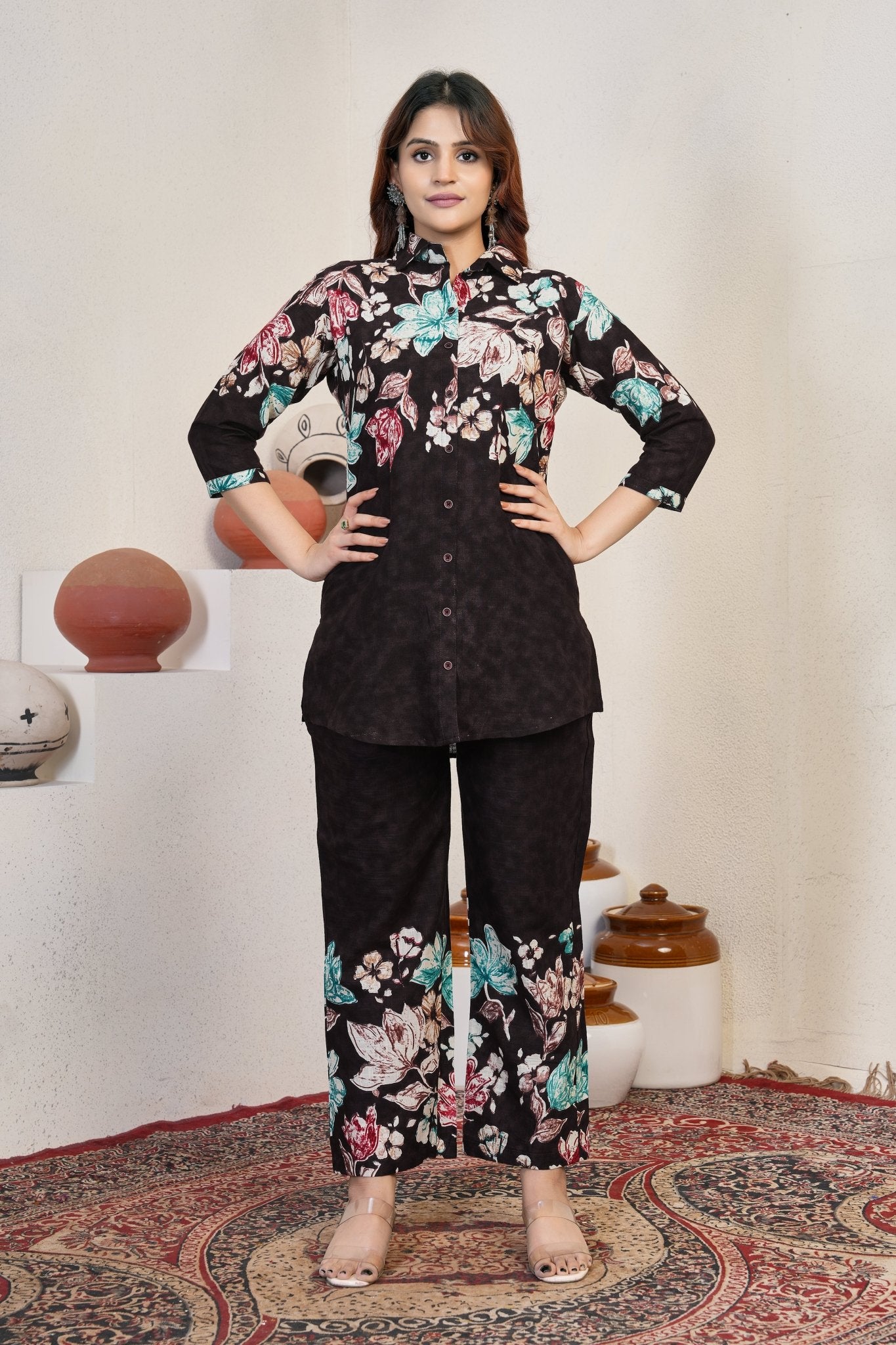 Premium Cotton Printed Co - ord Set for Women | Stylish A - Line Top & Matching Pants - Kalanandi the art of timeless fashion - Co - Ord Set