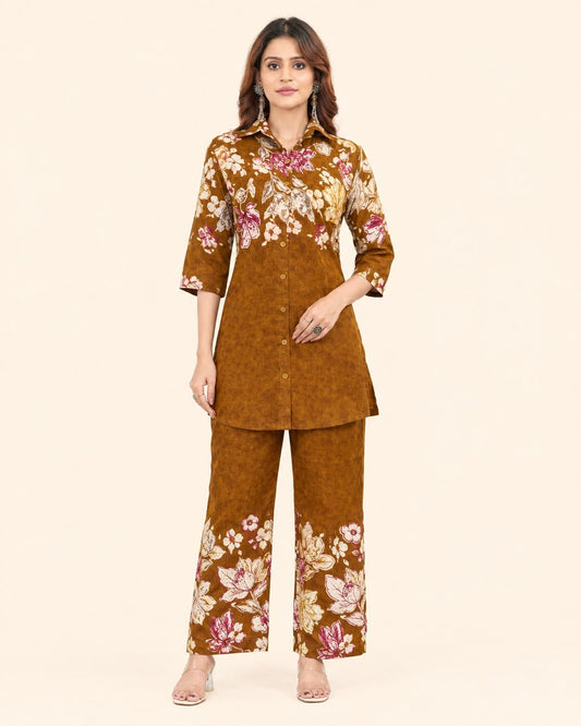 Premium Cotton Printed Co-ord Set for Women | Stylish A-Line Top & Matching Pants - Kalanandi the art of timeless fashion - Co-Ord Set