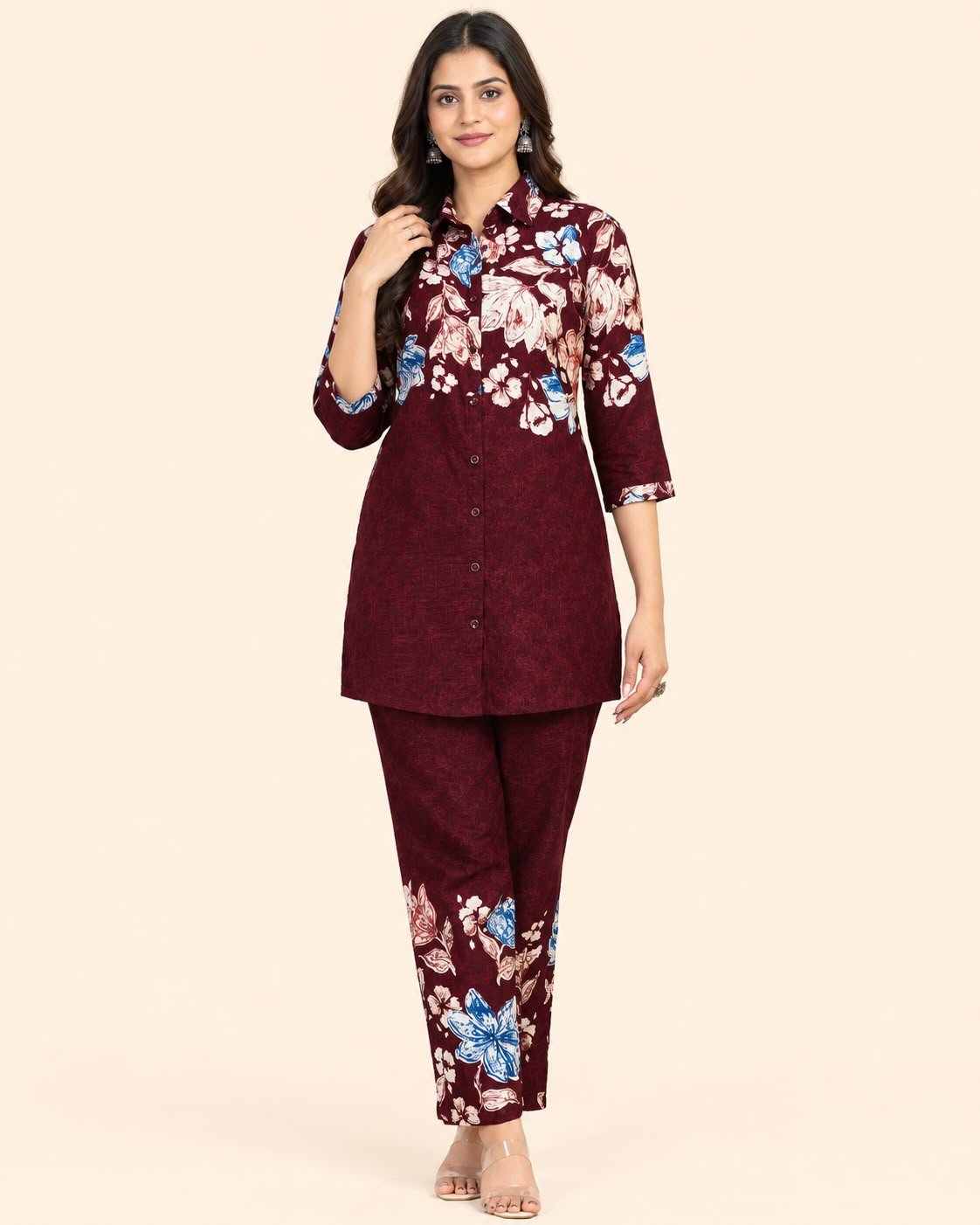Premium Cotton Printed Co-ord Set for Women | Stylish A-Line Top & Matching Pants - Kalanandi the art of timeless fashion - Co-Ord Set