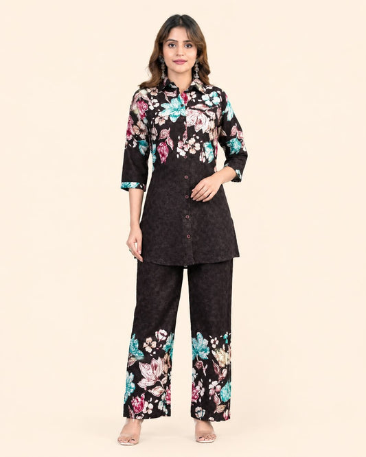 Premium Cotton Printed Co-ord Set for Women | Stylish A-Line Top & Matching Pants - Kalanandi the art of timeless fashion - Co-Ord Set