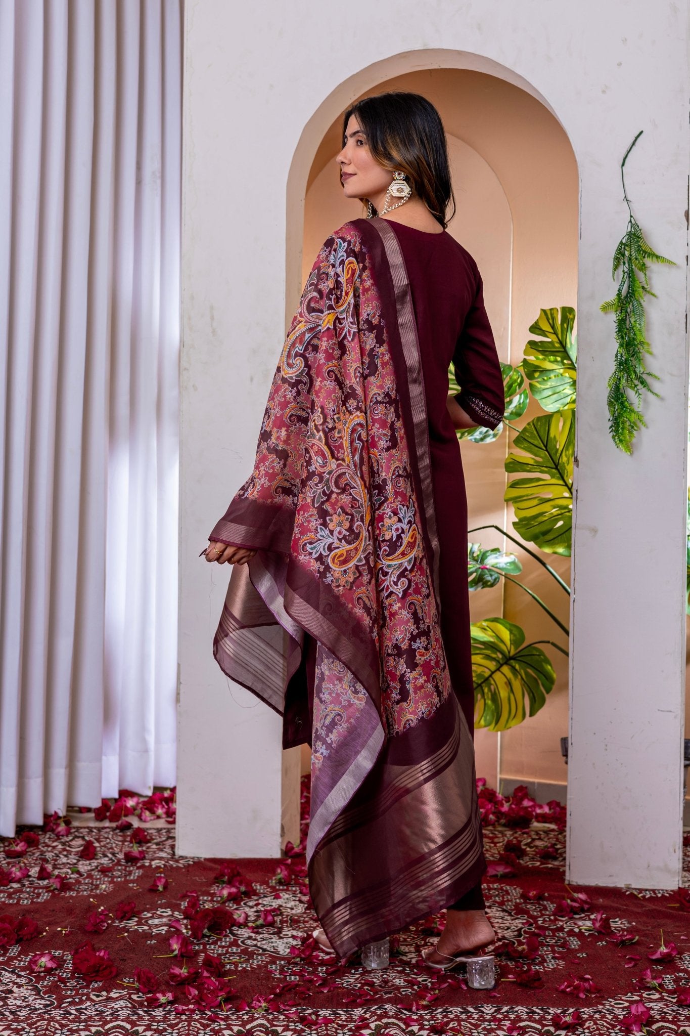 Premium Embroidered Straight Kurti Pant Dupatta Set in Marina Viscose Silk - Kalanandi the art of timeless fashion - Straight Kurti Pant Dupatta Set
