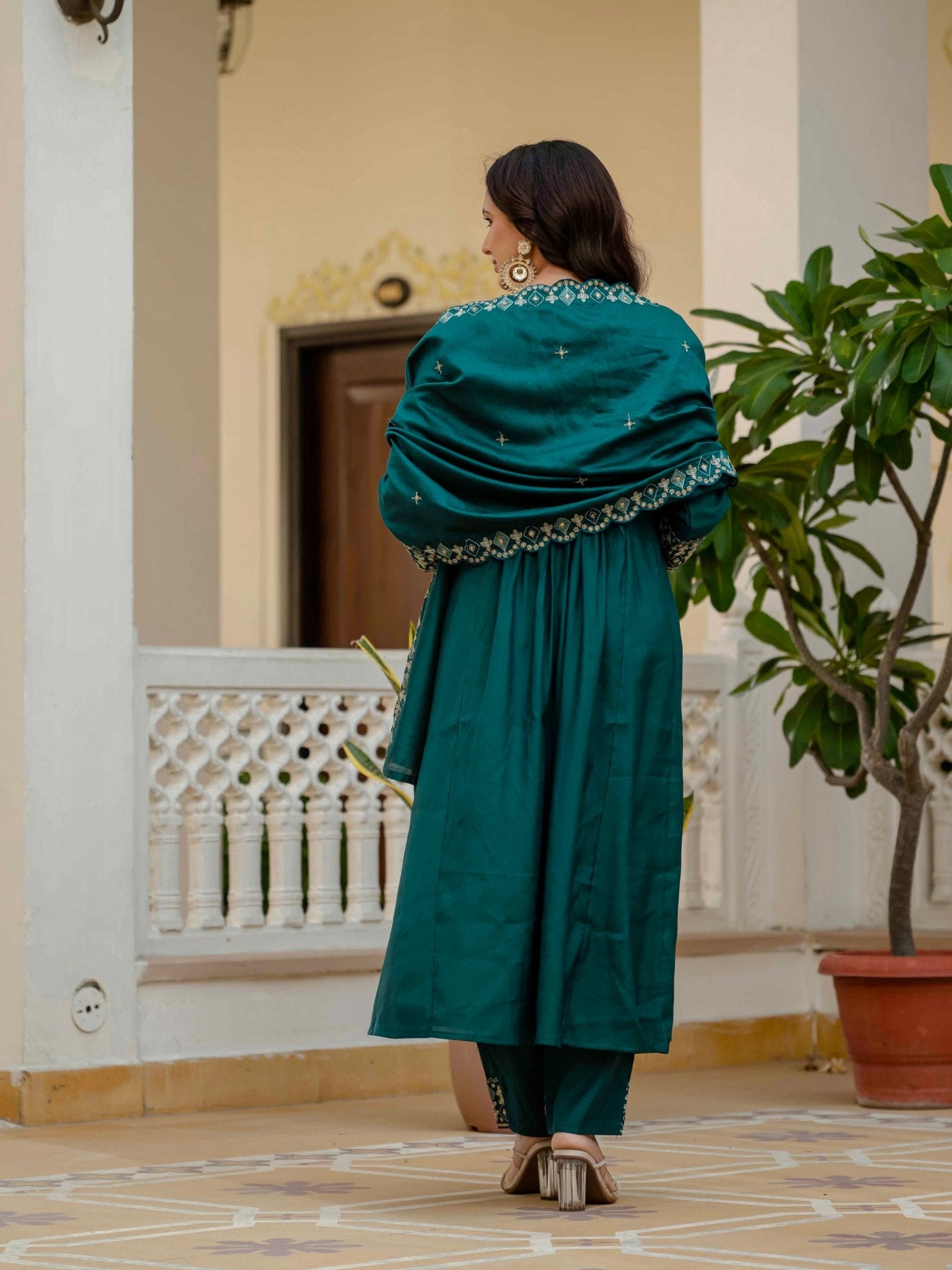 Premium Viscose Roman Silk Anarkali Suit Set for Women - Kalanandi the art of timeless fashion - Anarkali Kurti Set