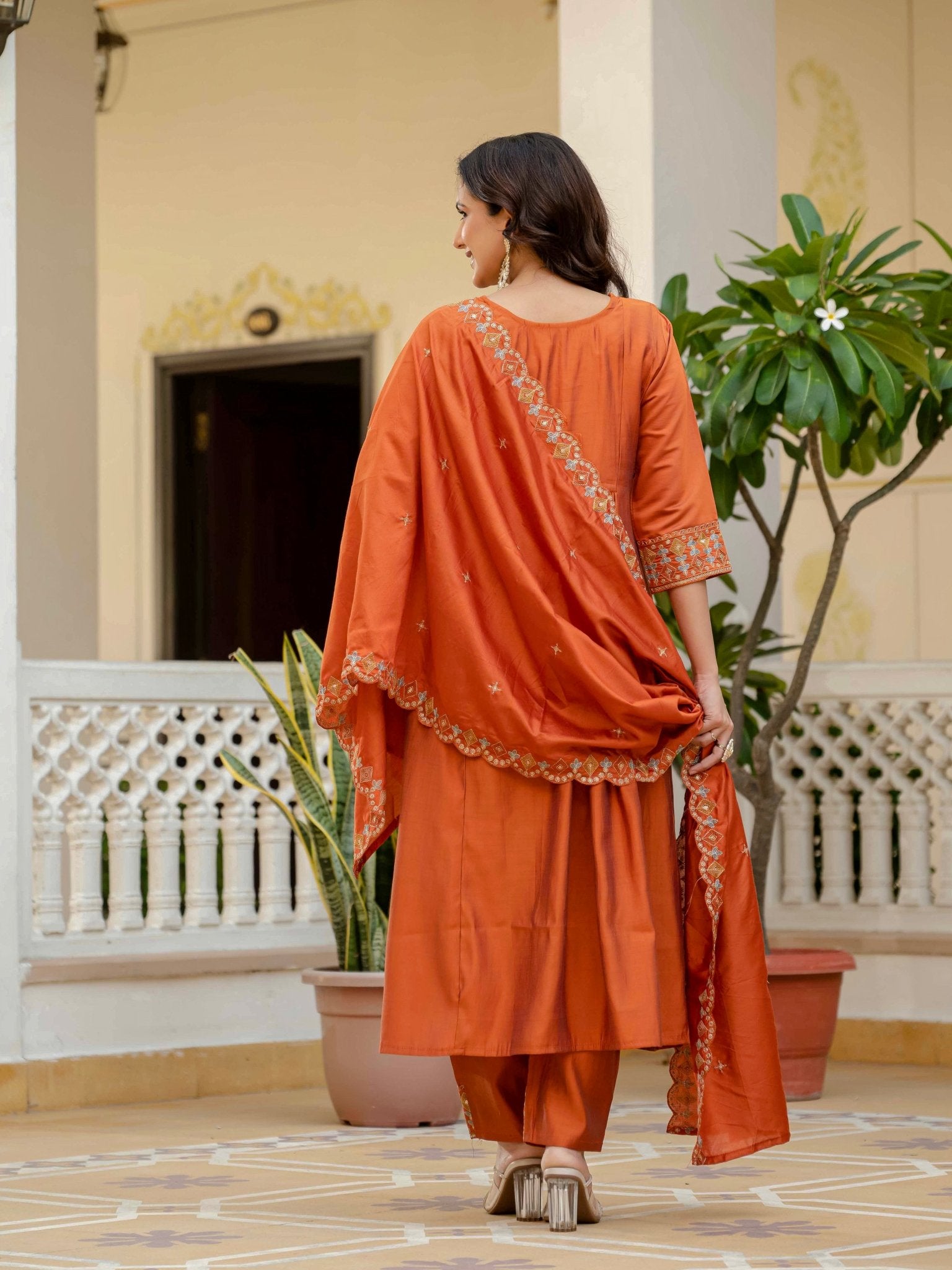 Premium Viscose Roman Silk Anarkali Suit Set for Women - Kalanandi the art of timeless fashion - Anarkali Kurti Set