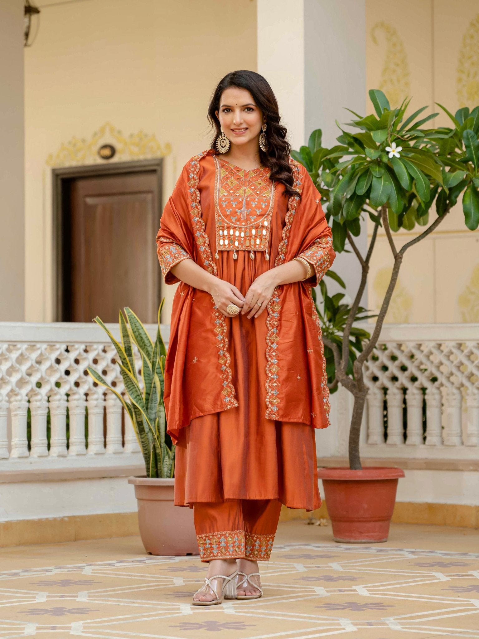 Premium Viscose Roman Silk Anarkali Suit Set for Women - Kalanandi the art of timeless fashion - Anarkali Kurti Set