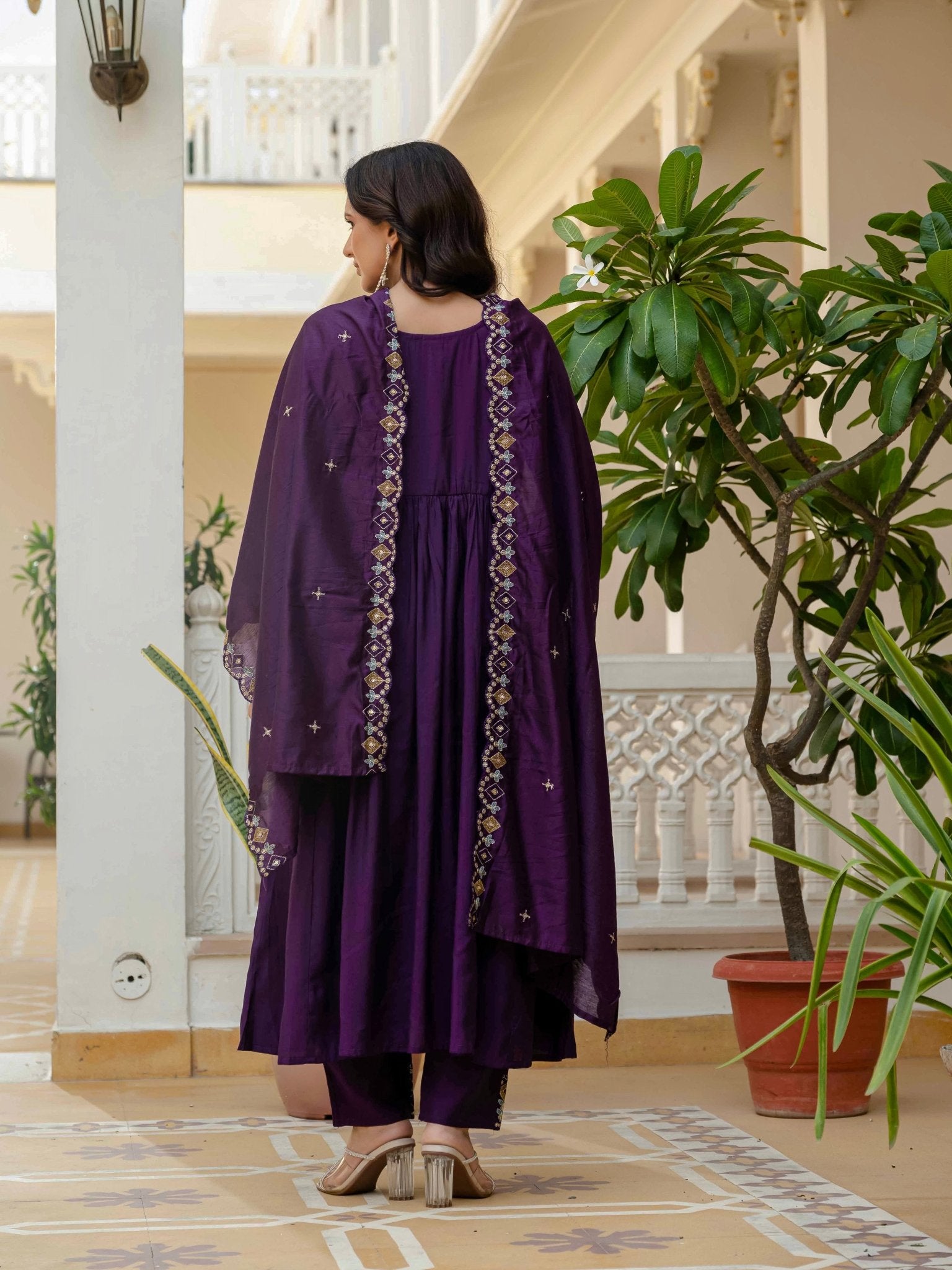 Premium Viscose Roman Silk Anarkali Suit Set for Women - Kalanandi the art of timeless fashion - Anarkali Kurti Set