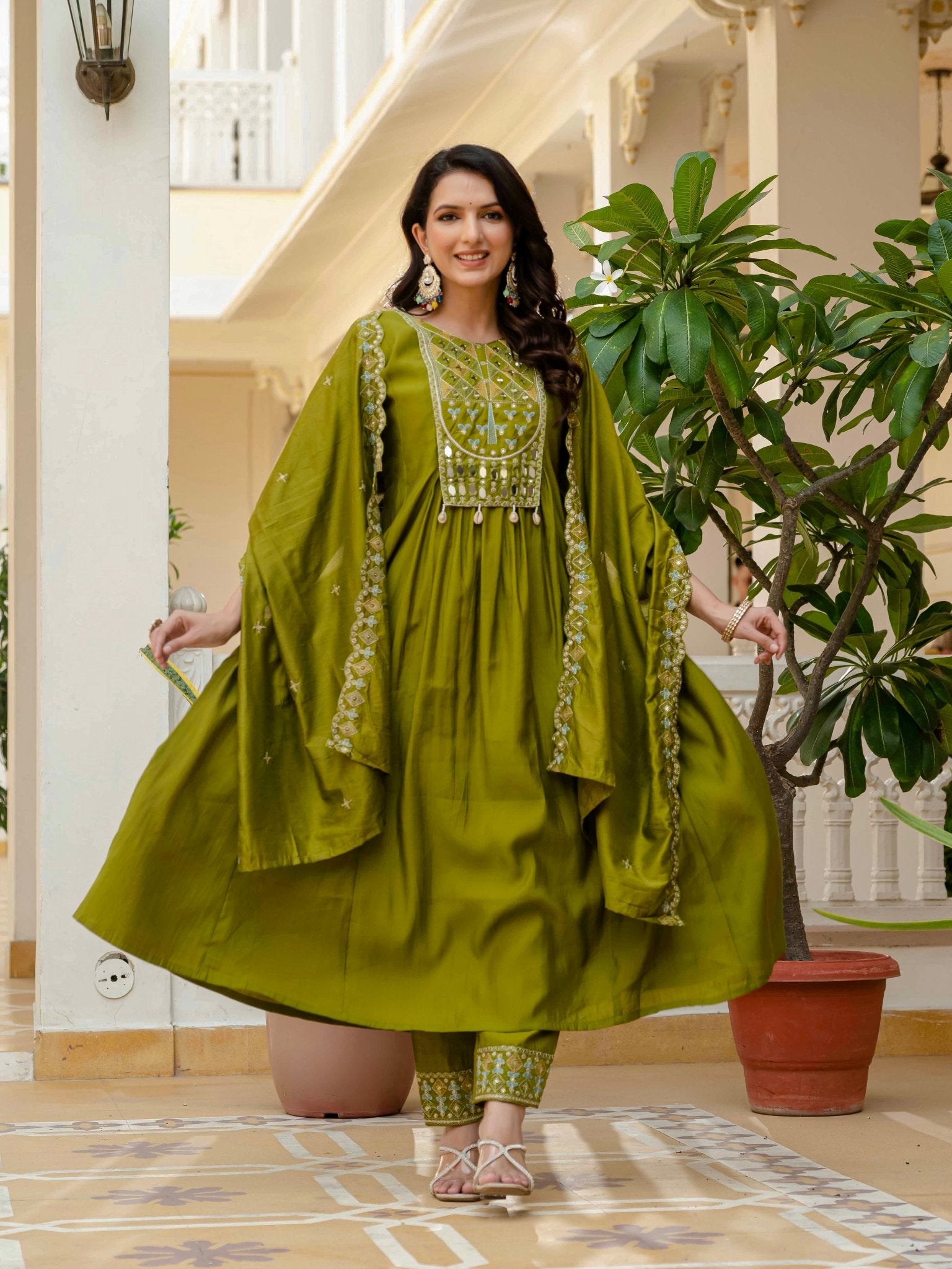 Premium Viscose Roman Silk Anarkali Suit Set for Women - Kalanandi the art of timeless fashion - Anarkali Kurti Set