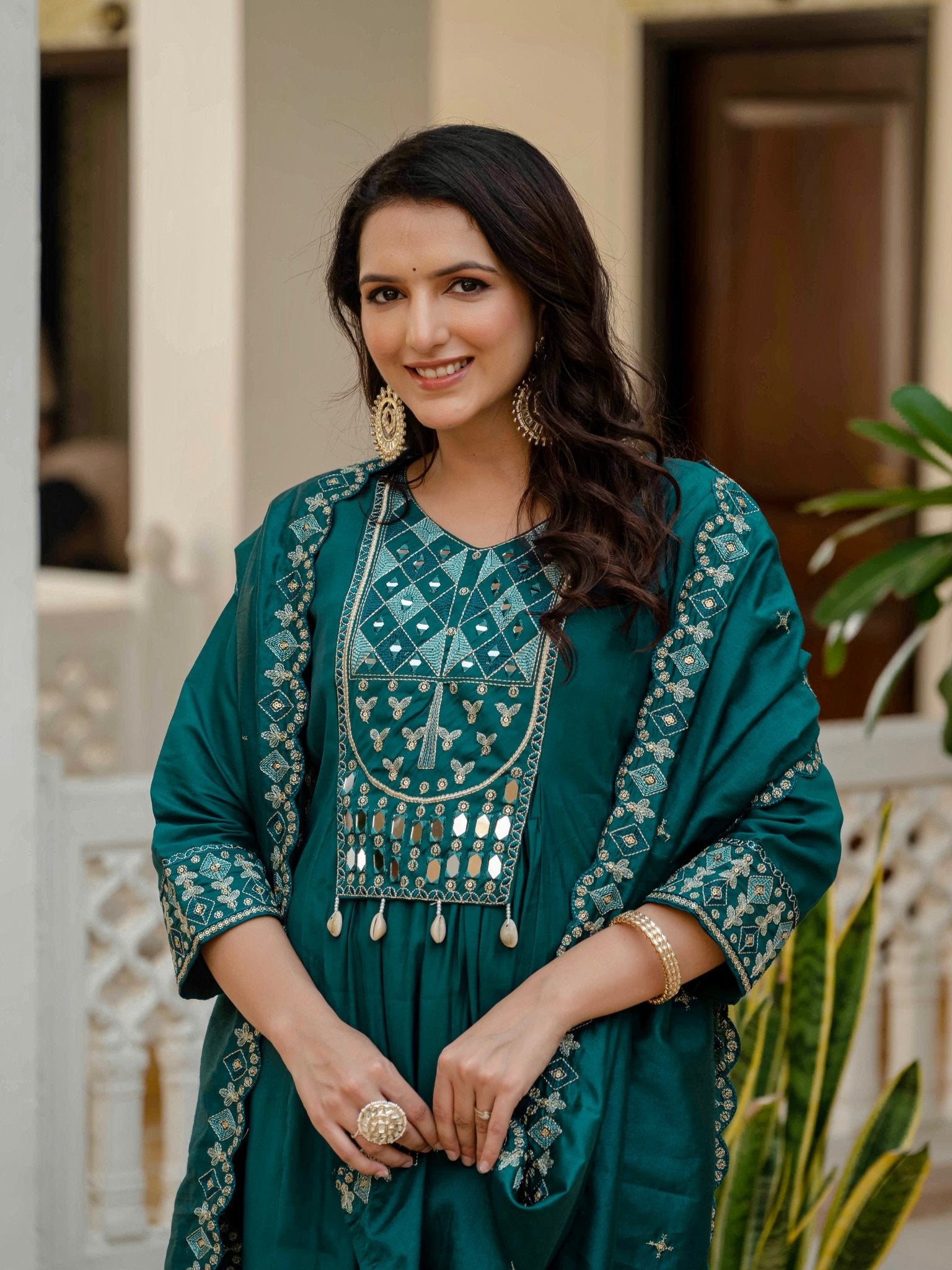 Premium Viscose Roman Silk Anarkali Suit Set for Women - Kalanandi the art of timeless fashion - Anarkali Kurti Set