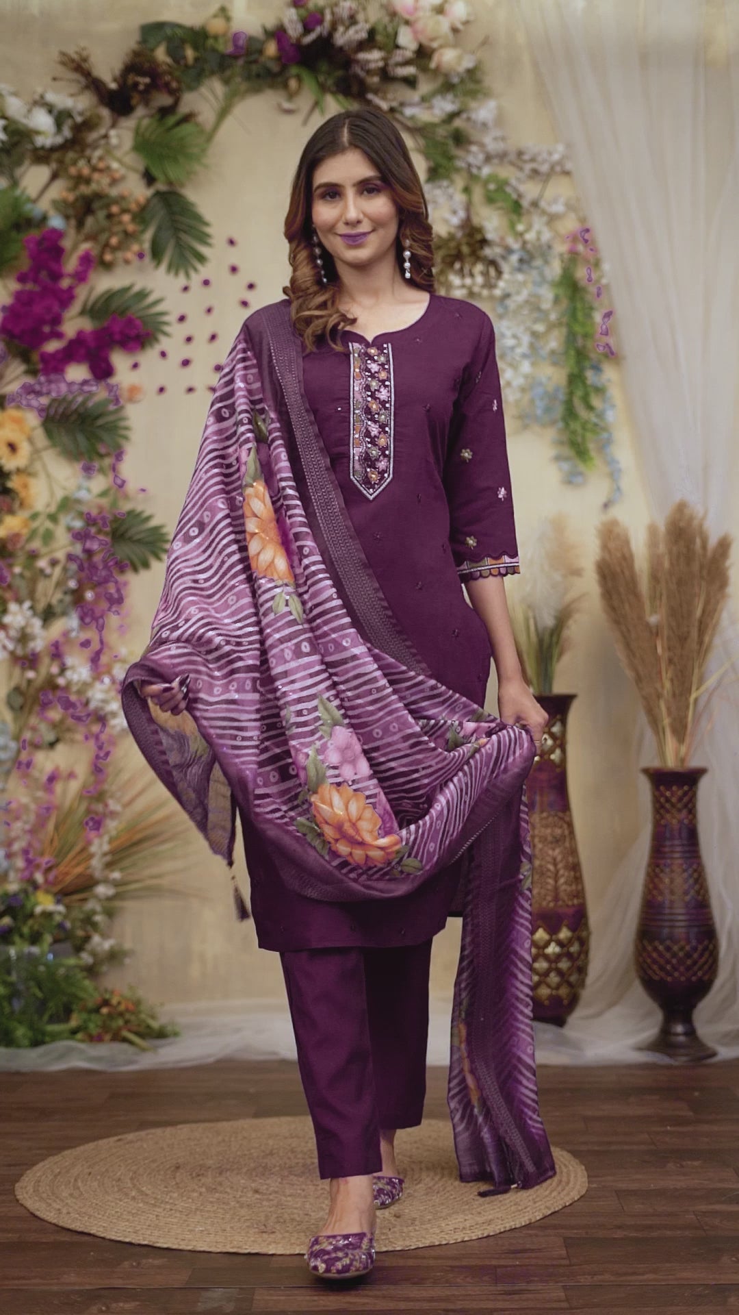 Women’s Stylish Embroidered Kurti Pant Dupatta Set – Party & Festive Collection