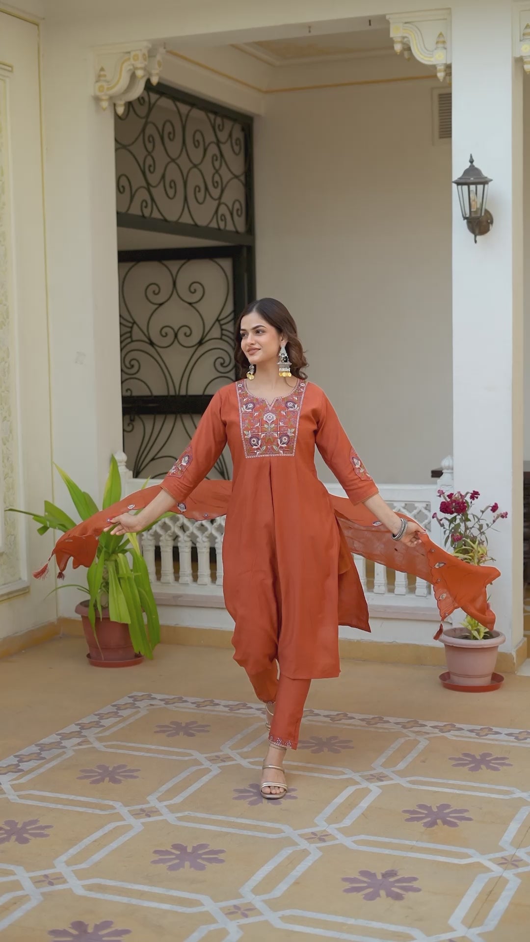 Pure Viscose Silk Kurti Pant Dupatta Set