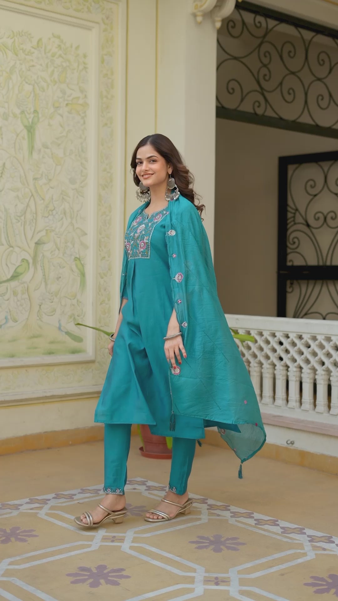 Pure Viscose Silk Kurti Pant Dupatta Set