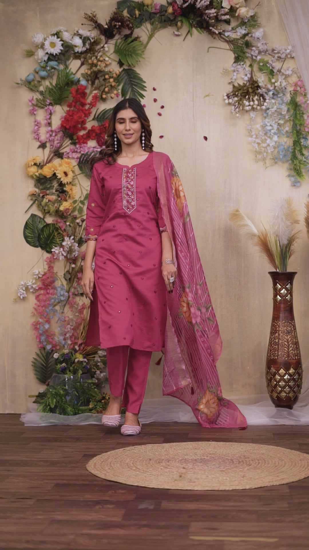 Women’s Stylish Embroidered Kurti Pant Dupatta Set – Party & Festive Collection