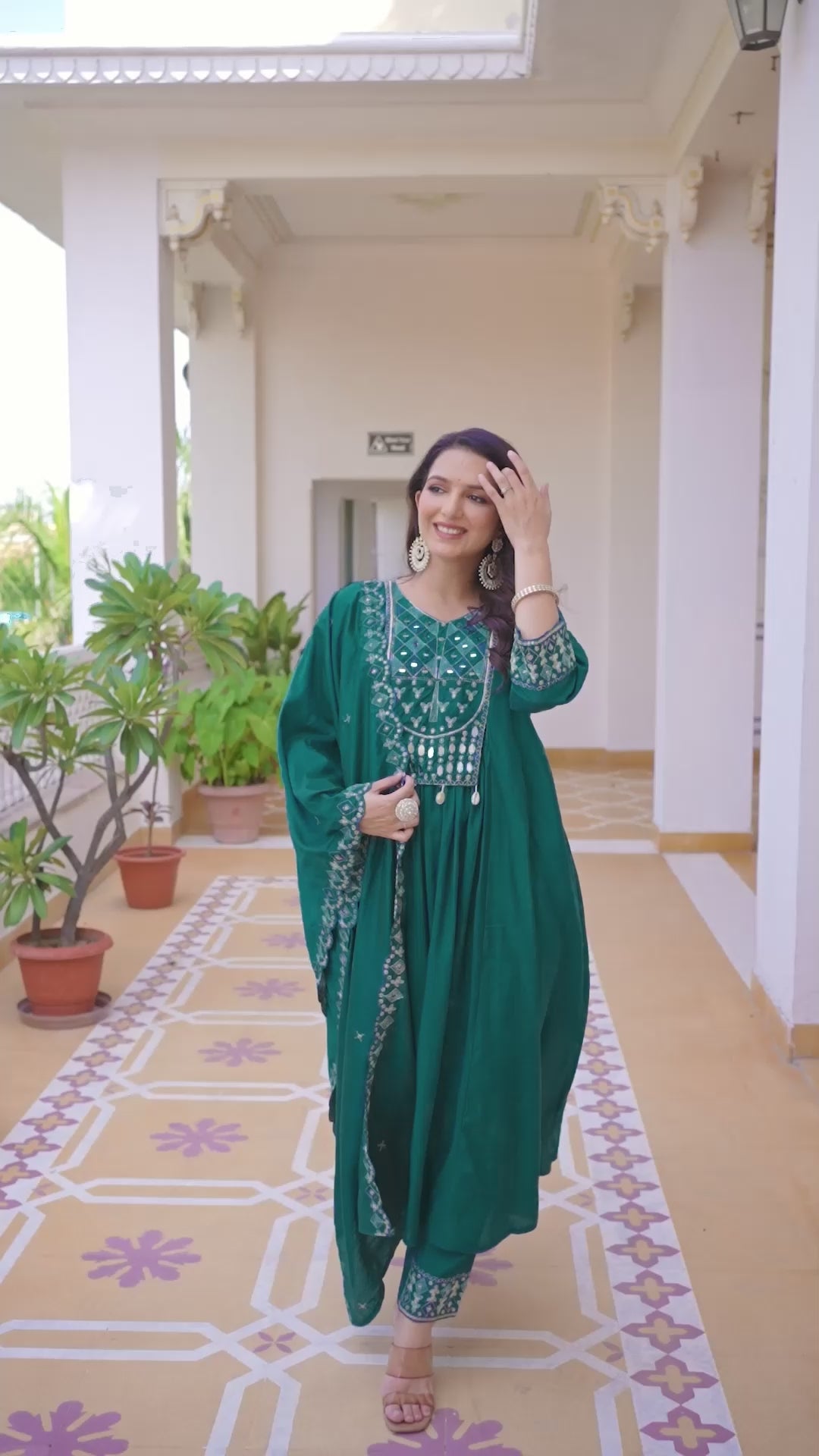 Premium Viscose Roman Silk Anarkali Suit Set for Women