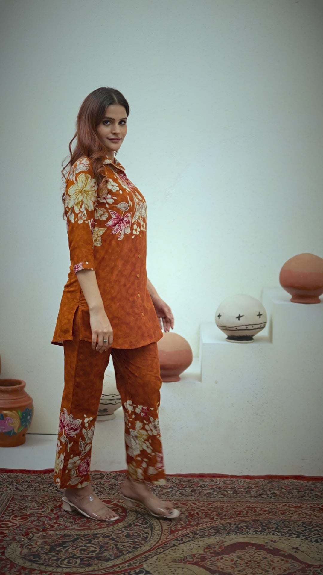 Premium Cotton Printed Co-ord Set for Women | Stylish A-Line Top & Matching Pants