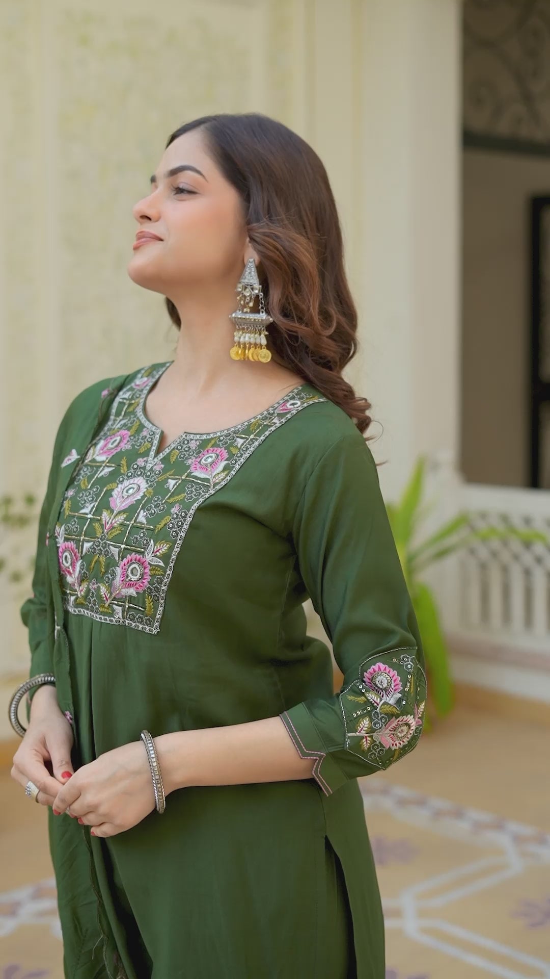 Pure Viscose Silk Kurti Pant Dupatta Set