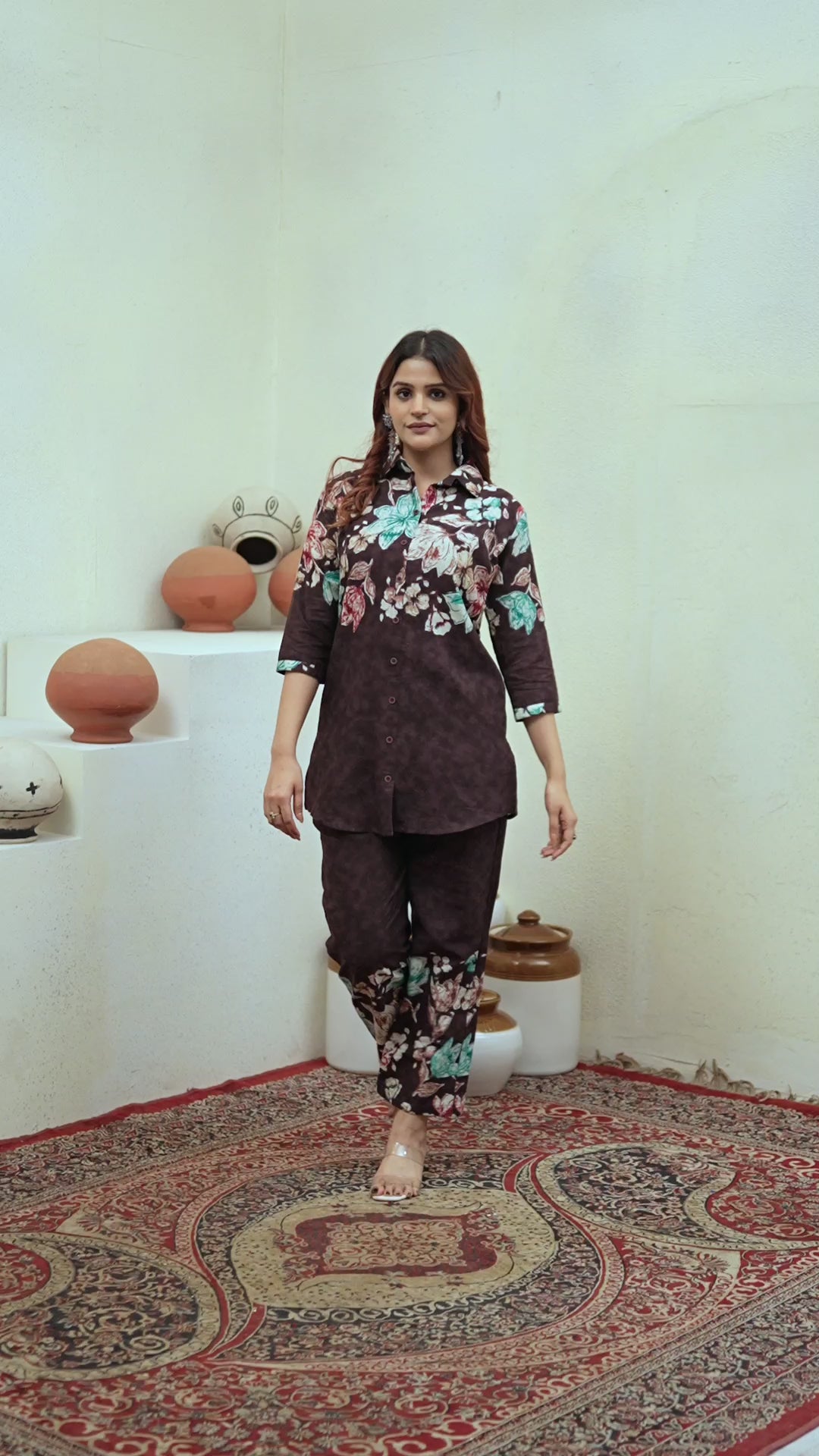 Premium Cotton Printed Co-ord Set for Women | Stylish A-Line Top & Matching Pants