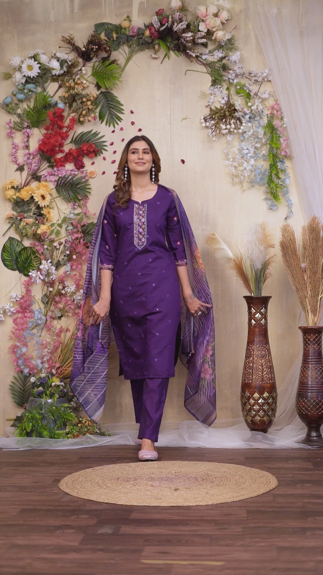 Women’s Stylish Embroidered Kurti Pant Dupatta Set – Party & Festive Collection