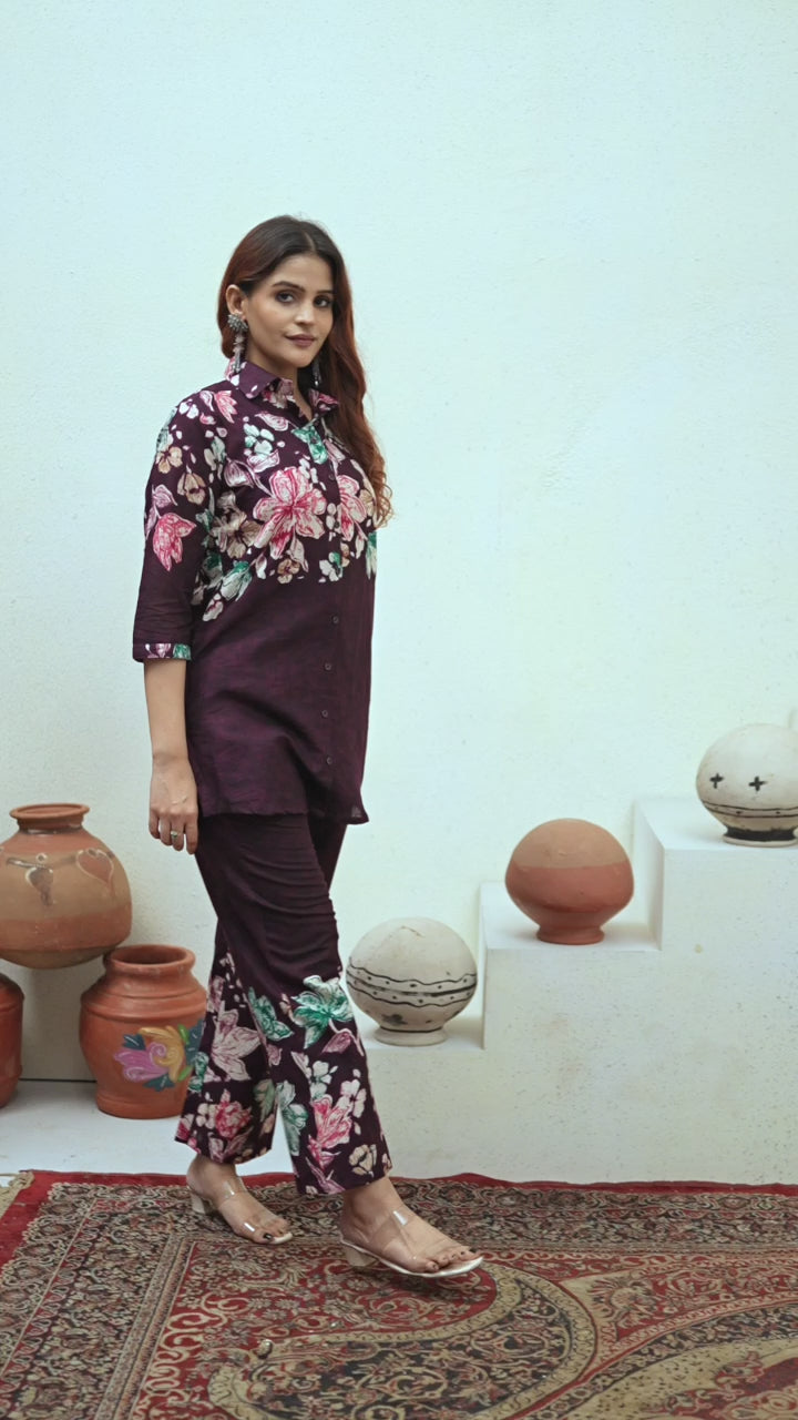 Premium Cotton Printed Co-ord Set for Women | Stylish A-Line Top & Matching Pants
