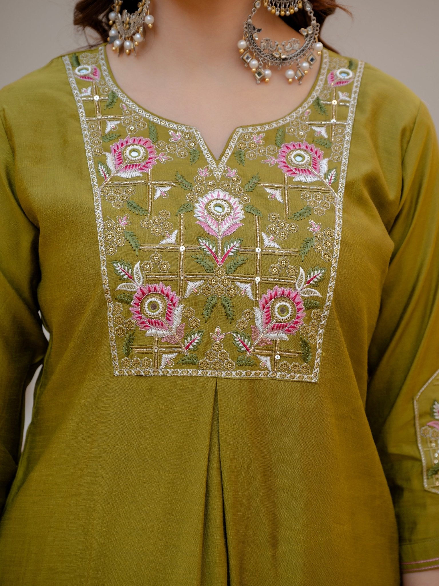 Pure Viscose Silk Kurti Pant Dupatta Set - Kalanandi the art of timeless fashion - Straight Kurti Pant Dupatta Set