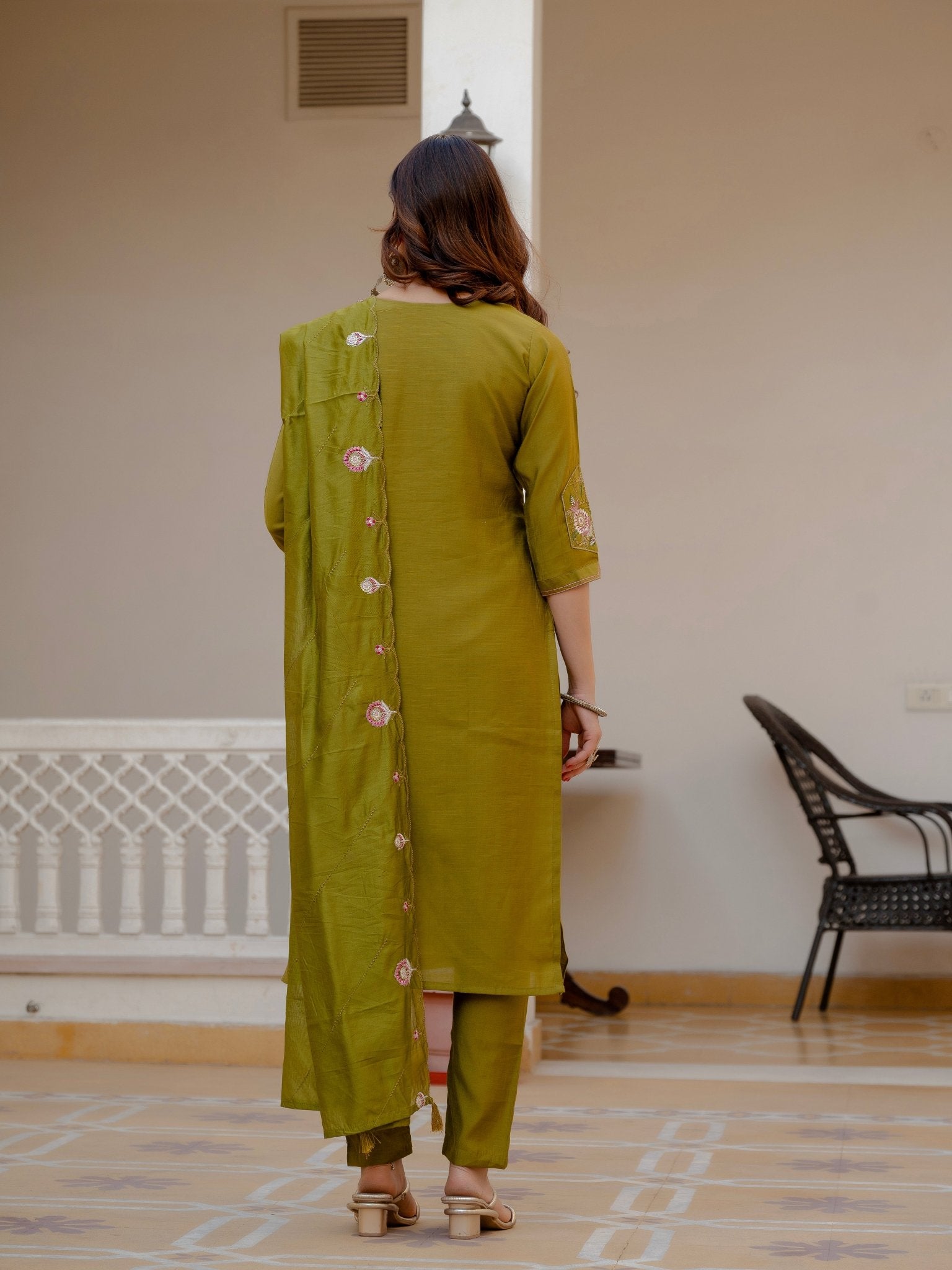 Pure Viscose Silk Kurti Pant Dupatta Set - Kalanandi the art of timeless fashion - Straight Kurti Pant Dupatta Set