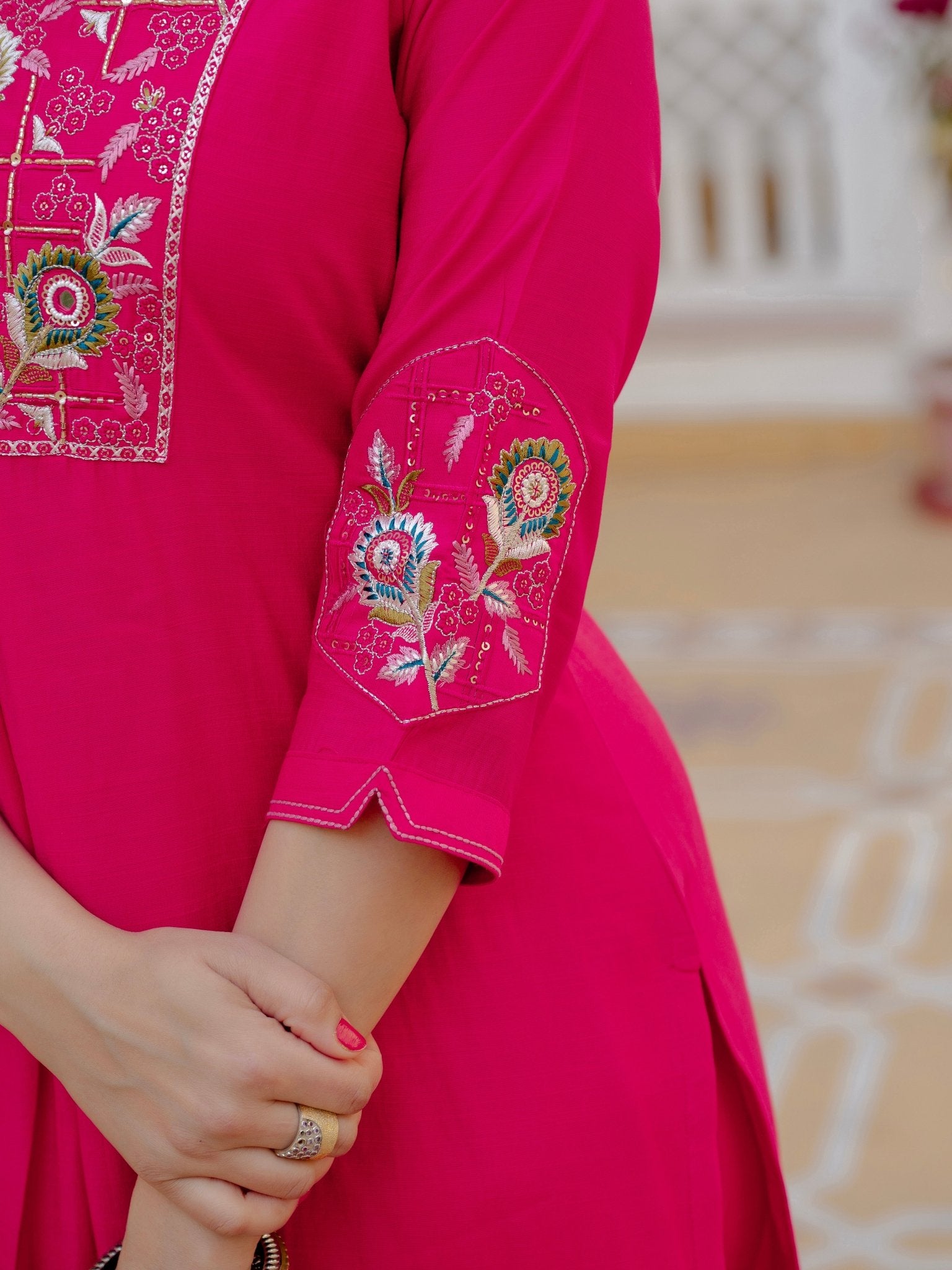 Pure Viscose Silk Kurti Pant Dupatta Set - Kalanandi the art of timeless fashion - Straight Kurti Pant Dupatta Set
