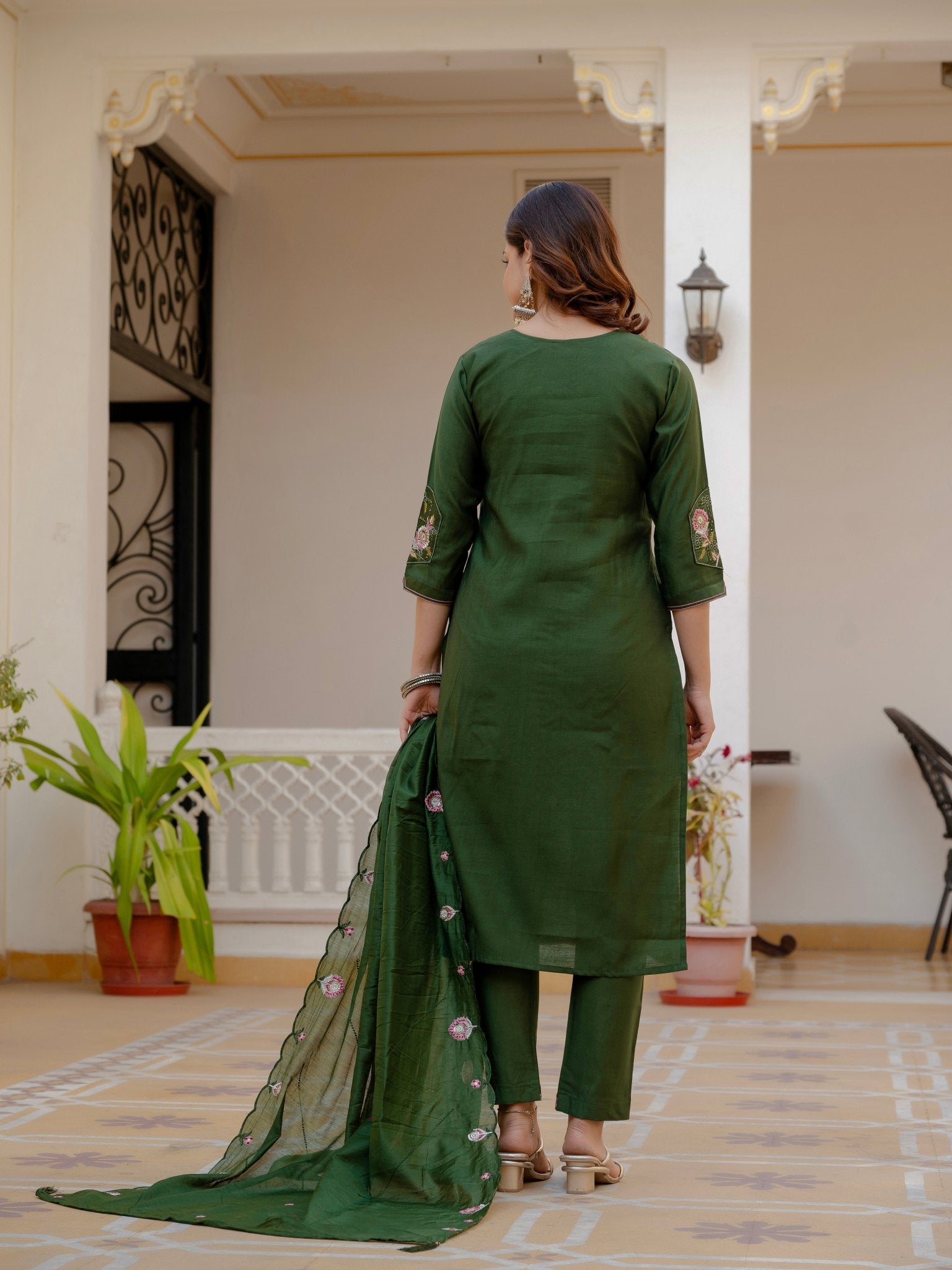 Pure Viscose Silk Kurti Pant Dupatta Set - Kalanandi the art of timeless fashion - Straight Kurti Pant Dupatta Set