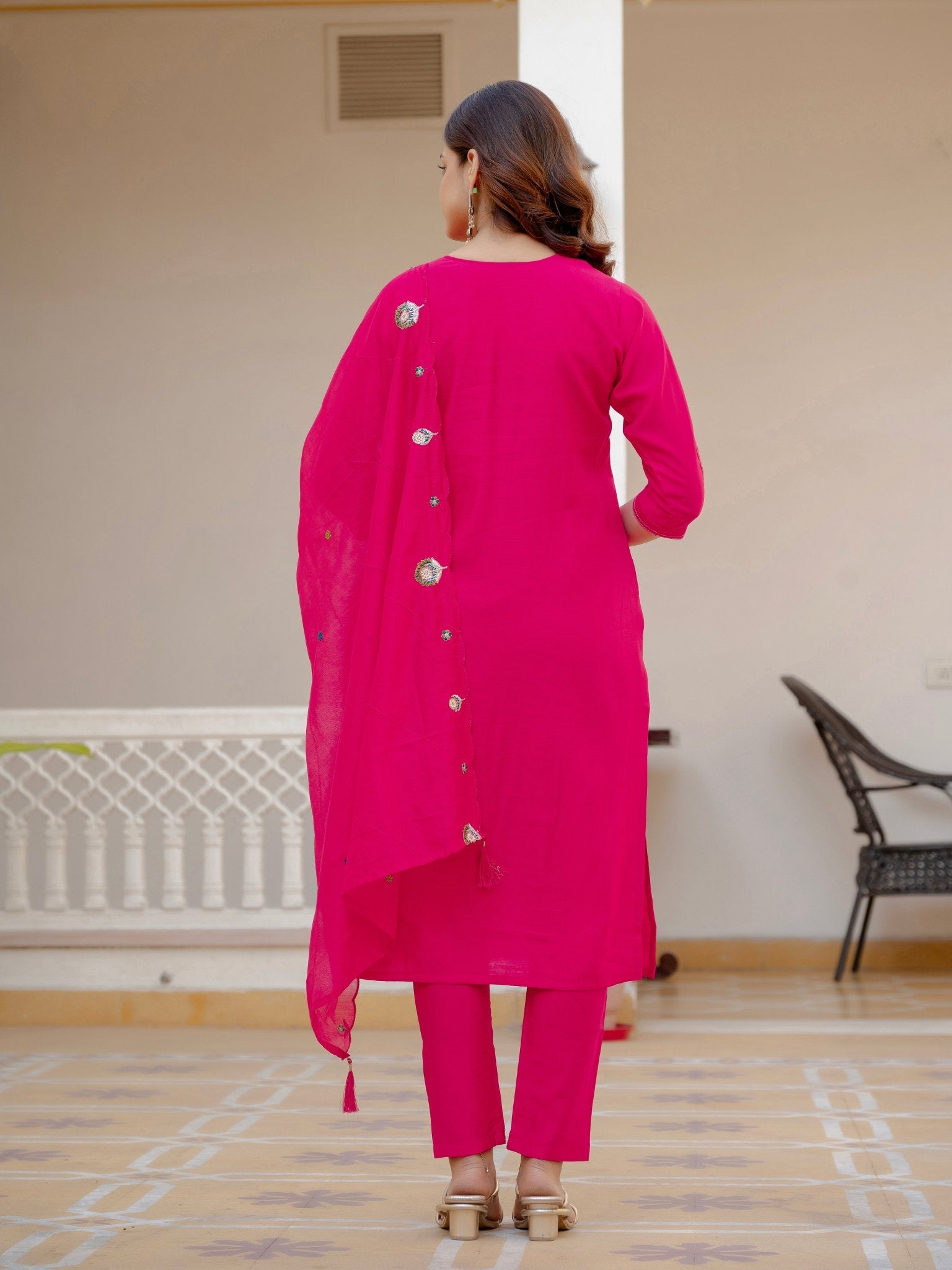 Pure Viscose Silk Kurti Pant Dupatta Set - Kalanandi the art of timeless fashion - Straight Kurti Pant Dupatta Set